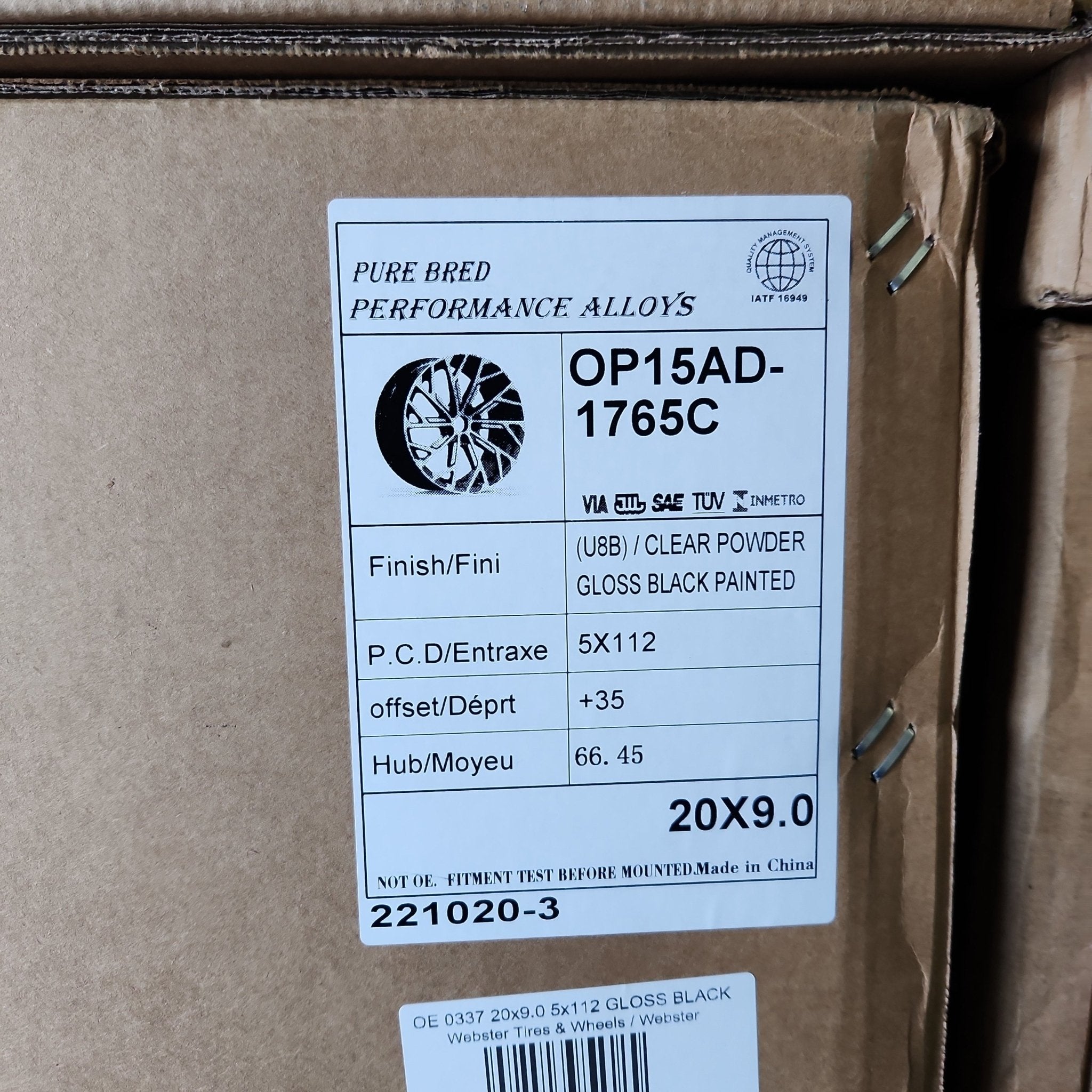 OE 0337 20x9.0 5x112 GLOSS BLACK