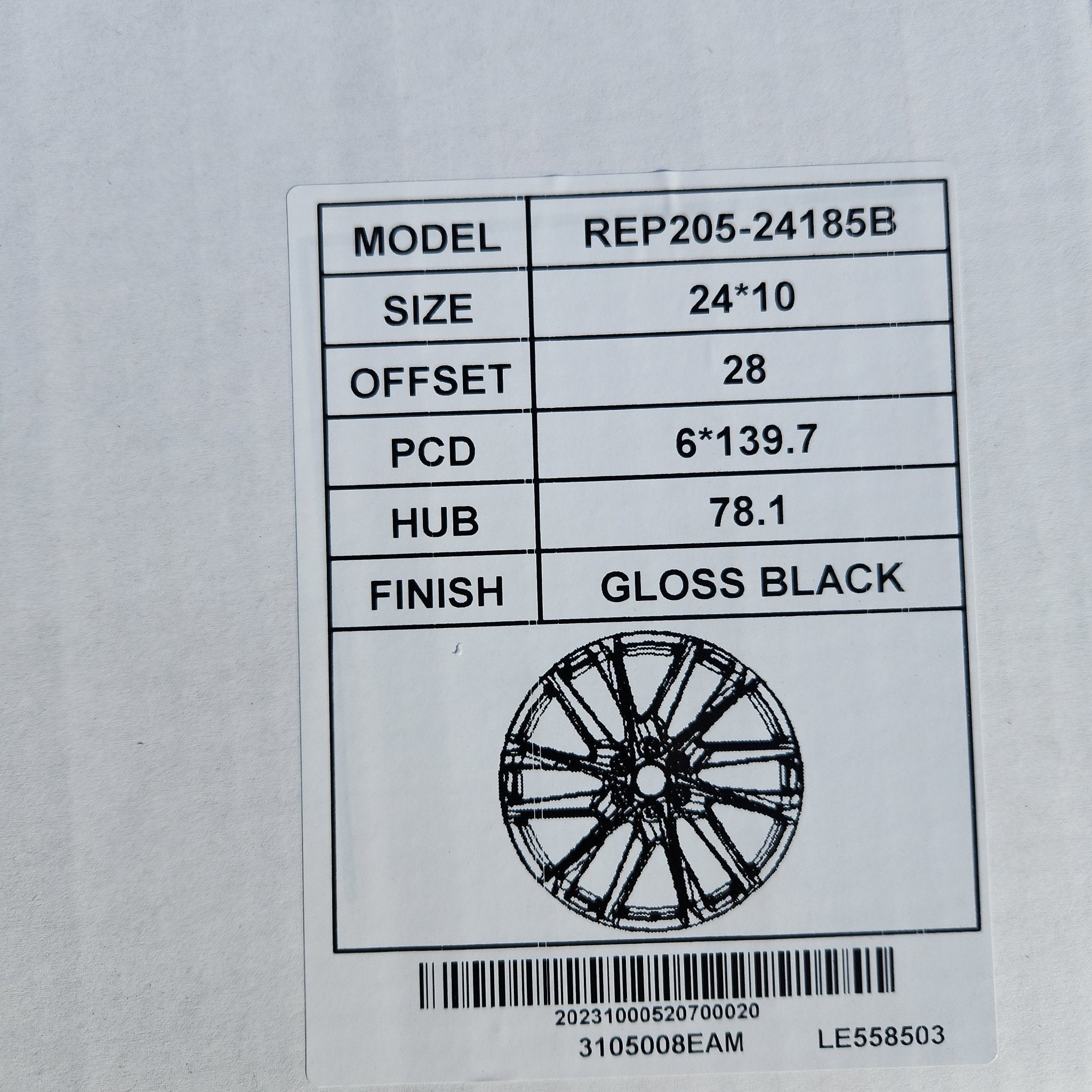 REP205 24X10 6X139.7 GLOSS BLACK