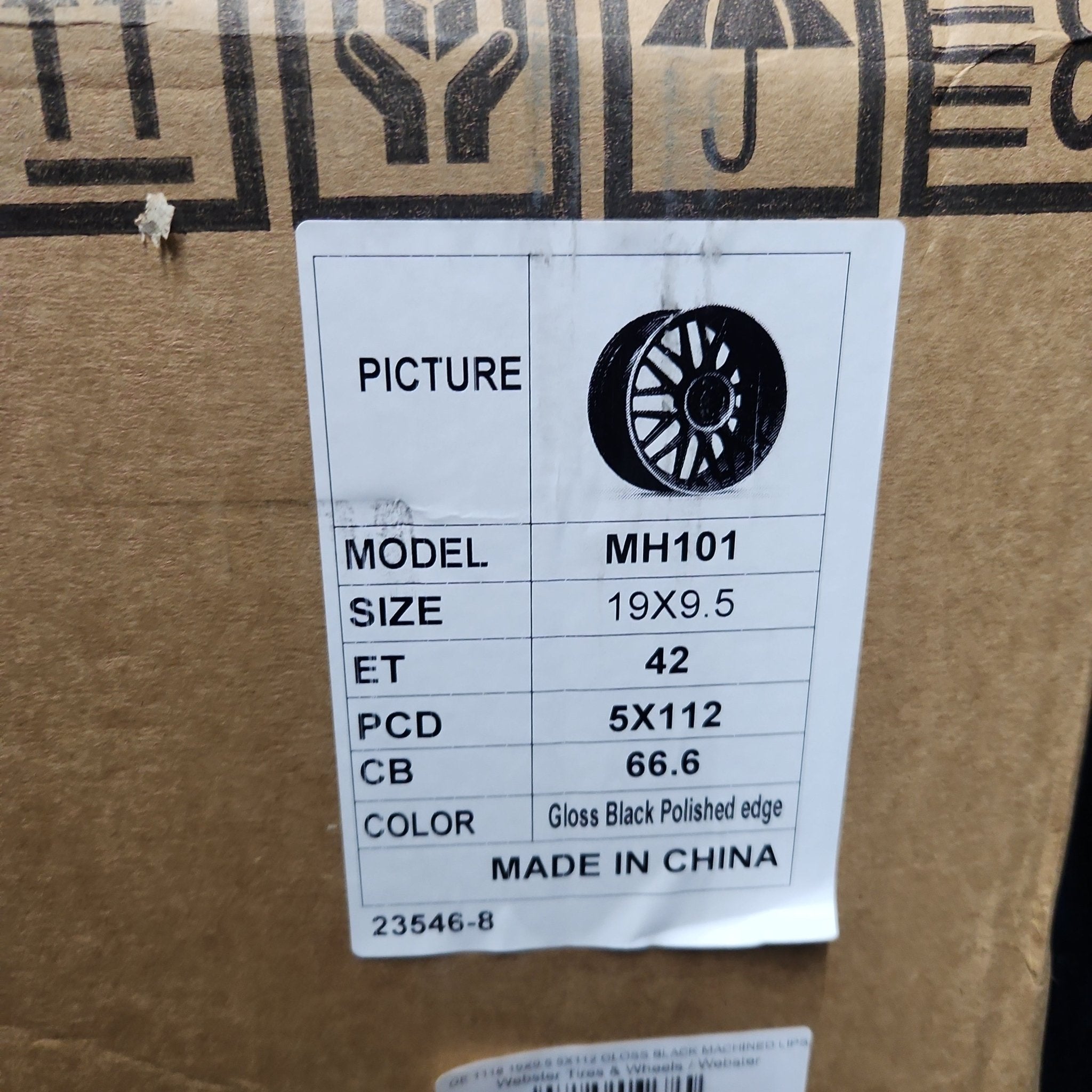 OE-1118-19X9.5 5X112 GLOSS BLACK MACHINED LIPS
