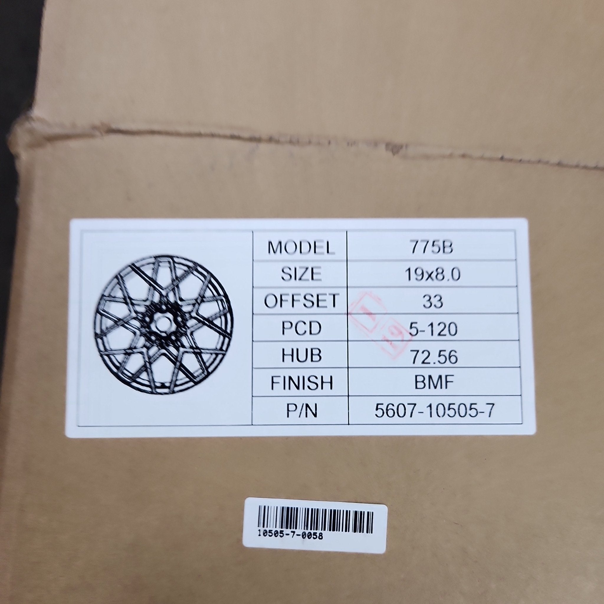 775 WHEELS 19X8  5x120 GLOSS BLACK MACHINE FACE