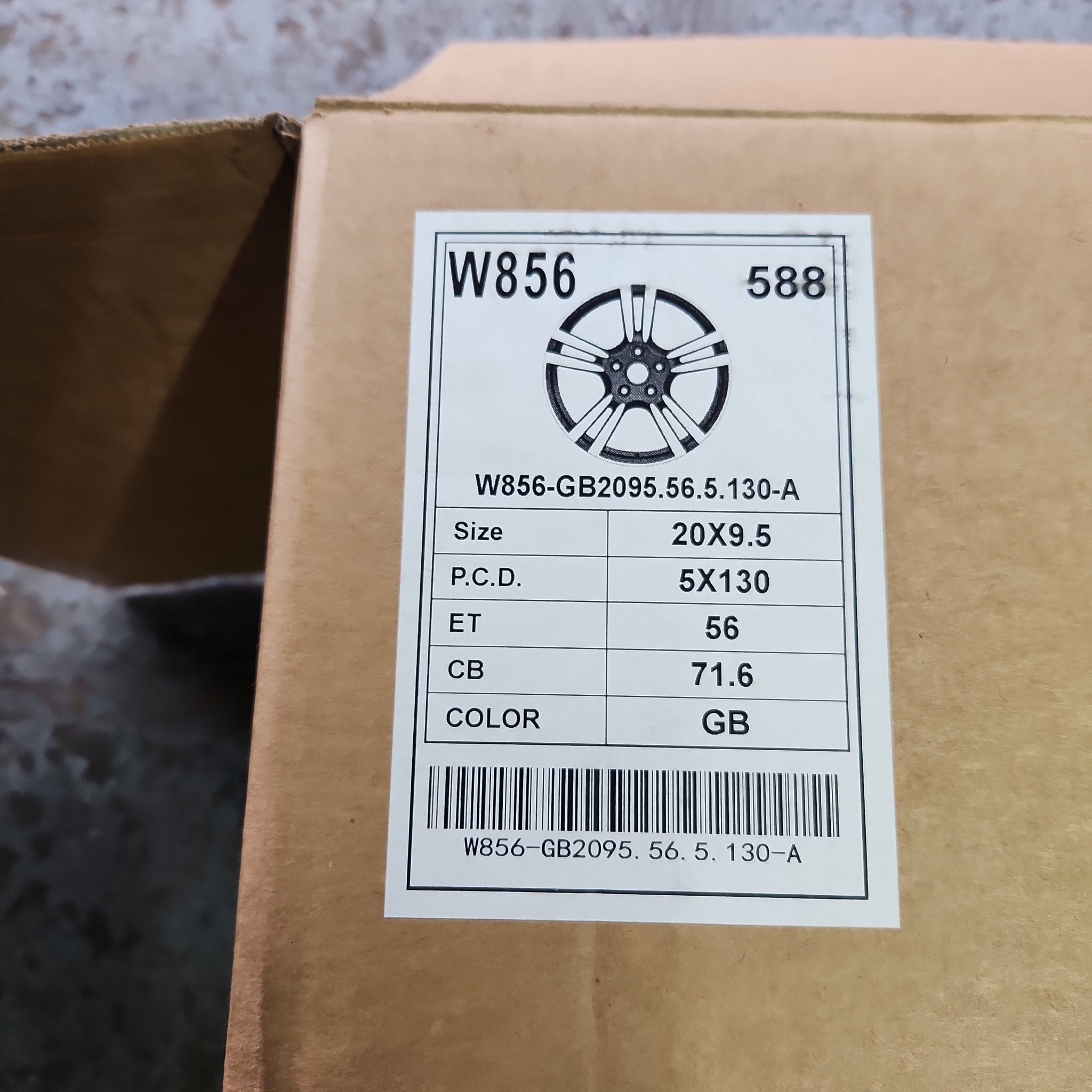 W856 249 20x9.5 5x130 GLOSS BLACK