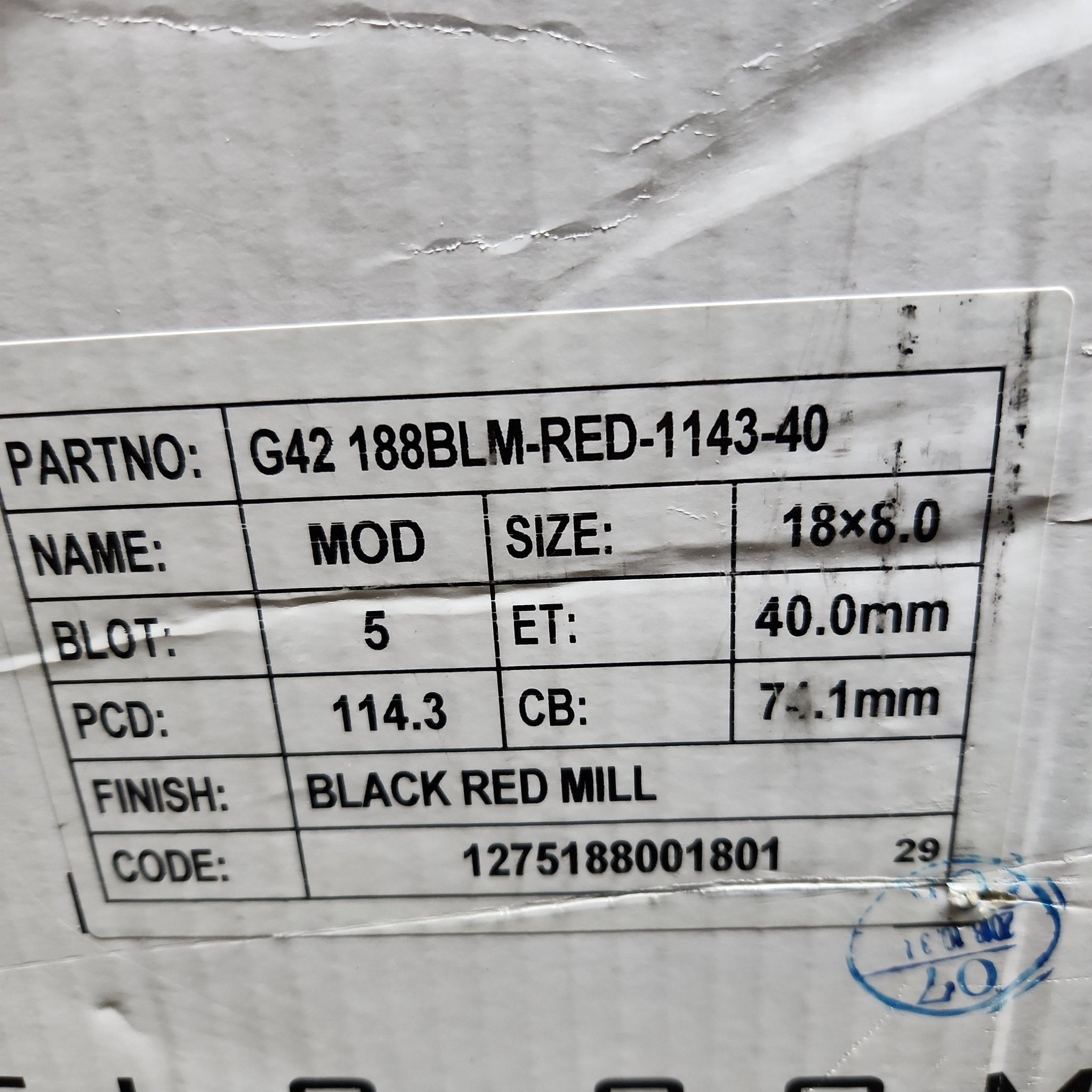 GWG MOD G42 18X8.0 5X120 MAT BLACK W / RED FACE