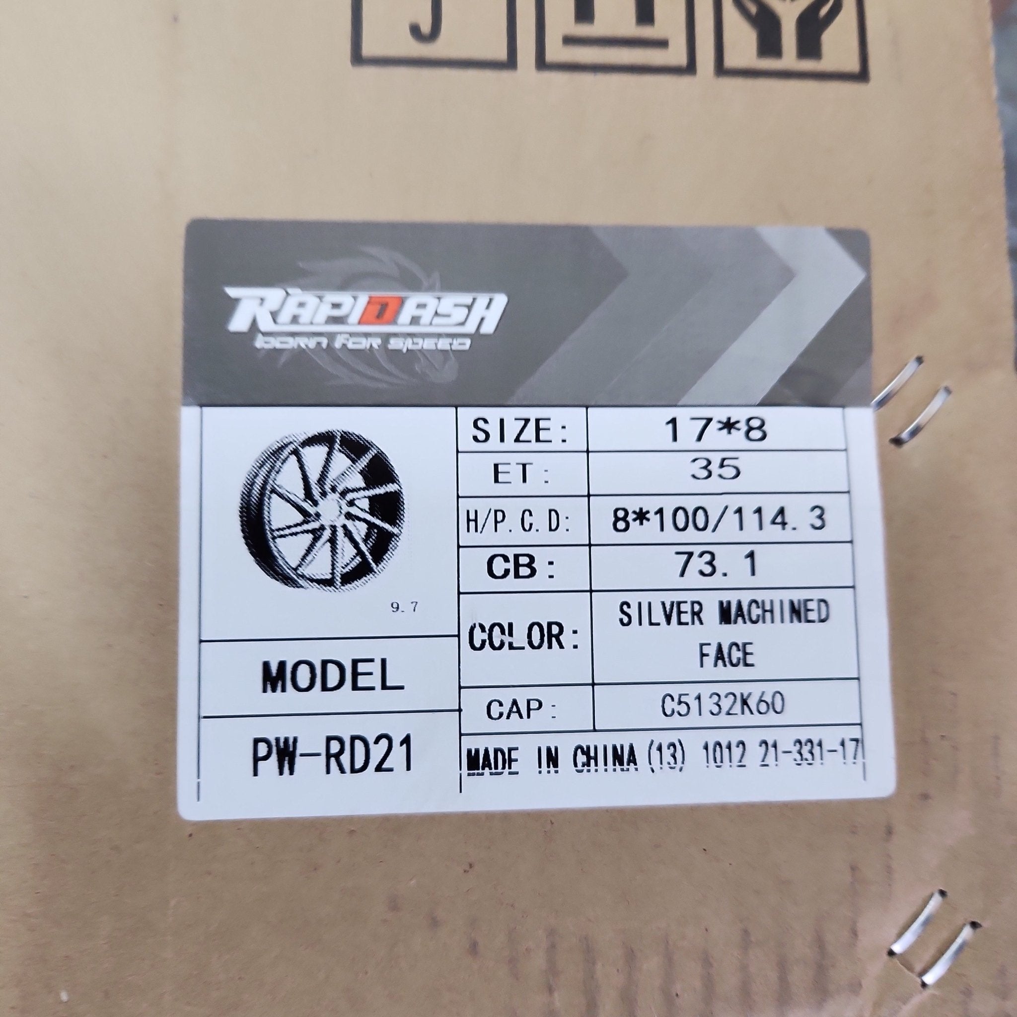RAPIDASH RD21 17x8 4X100 / 4X4.5 SILVER MACHINE FACE