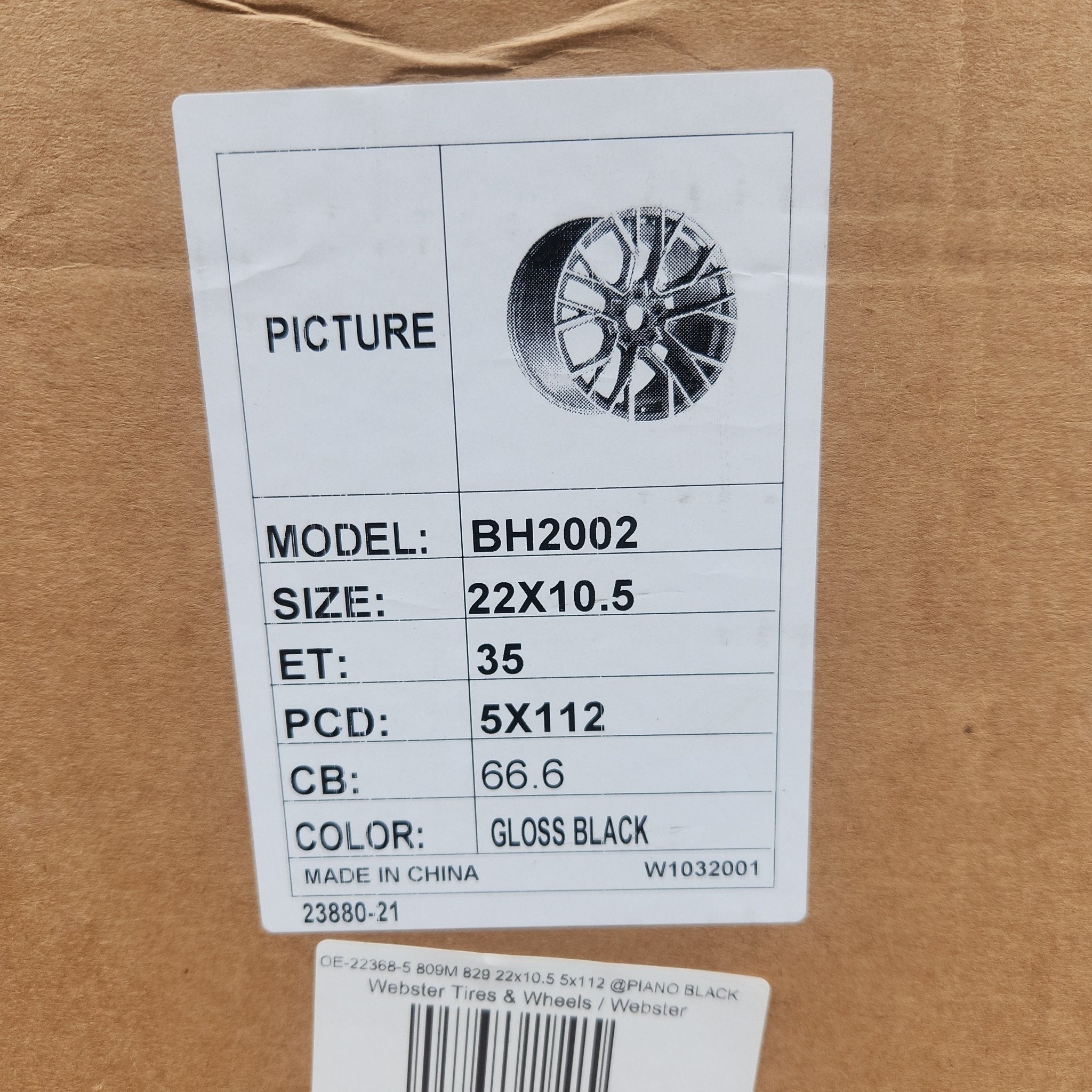 OE-22368-5 809M 829 BH2002 22x10.5 5x112 @PIANO BLACK