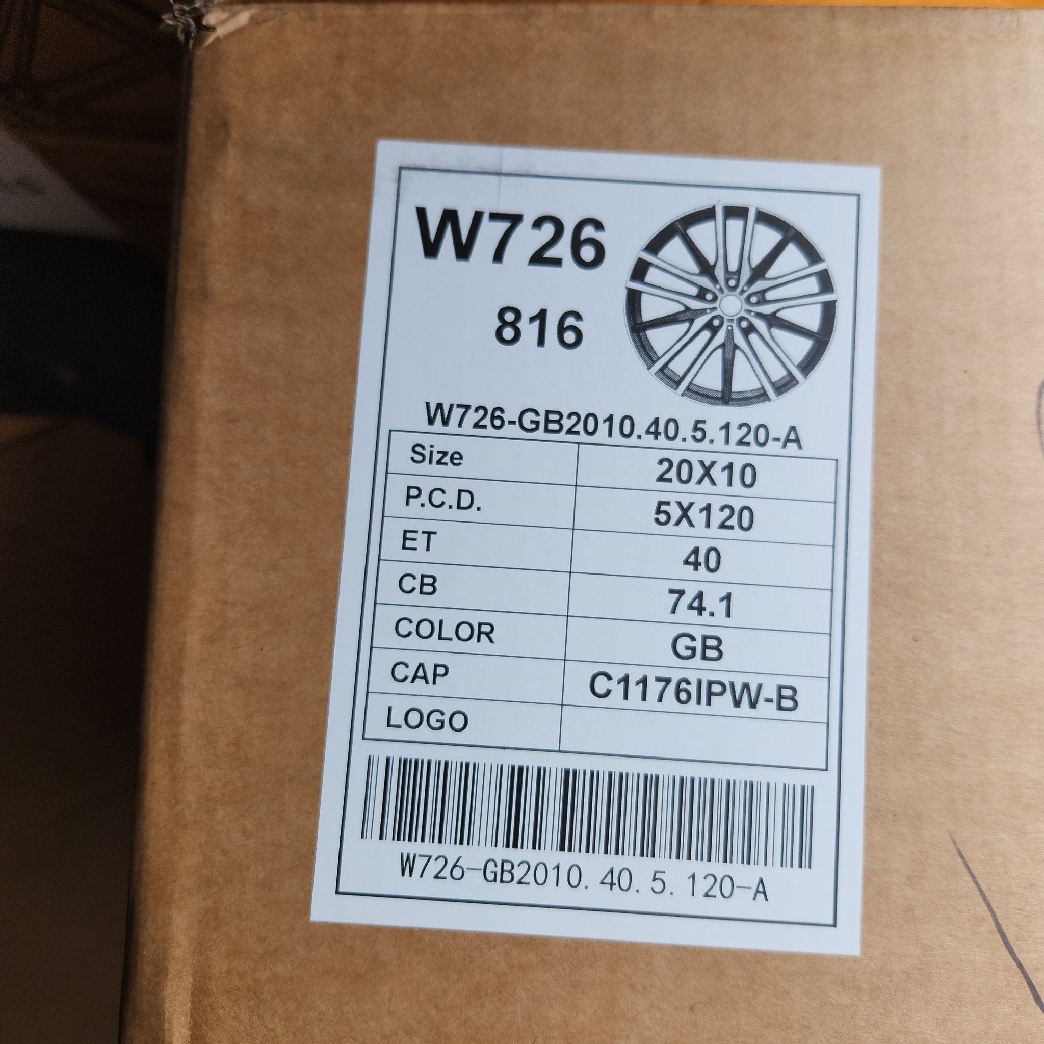 W726 20x10 5x120 GLOSS BLACK