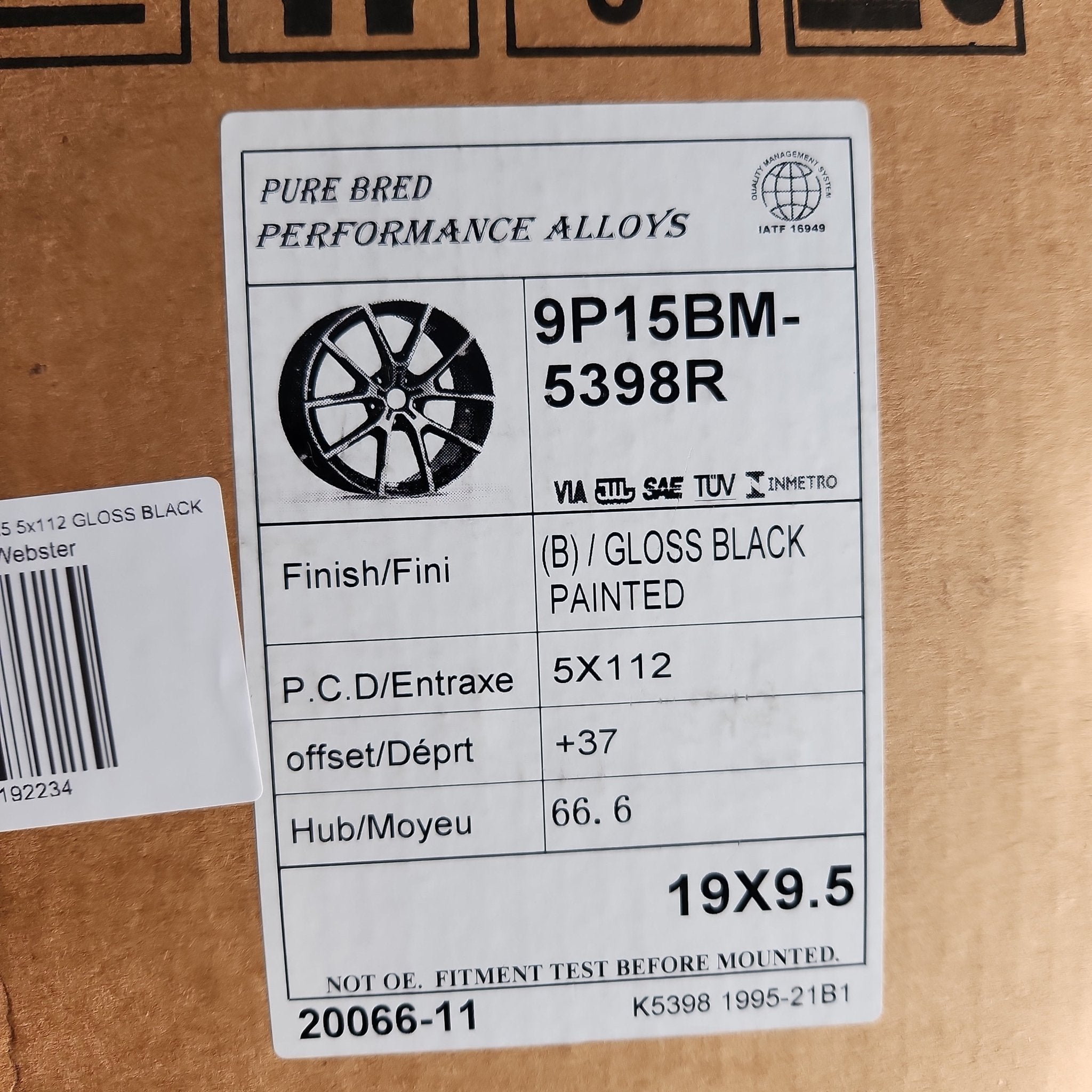 OE-5398 728M STYLE 19x9.5 5x112 GLOSS BLACK