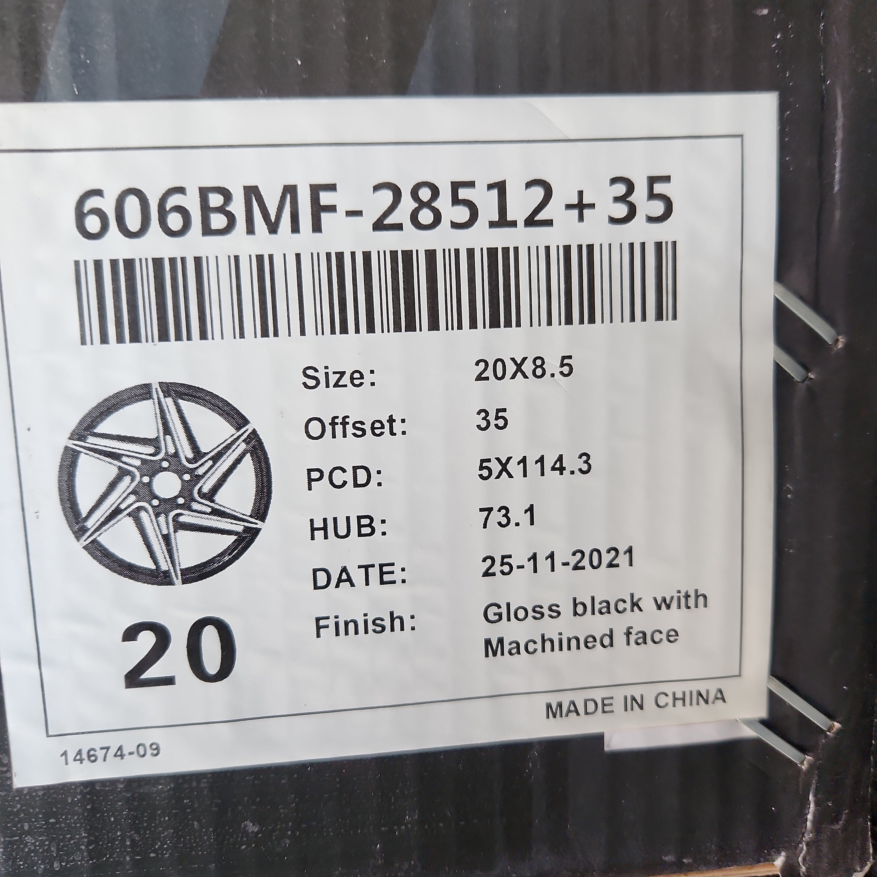 IMPACT RACING 606 20x8.5 5x114.3 GLOSS BLACK MACHINED FACE