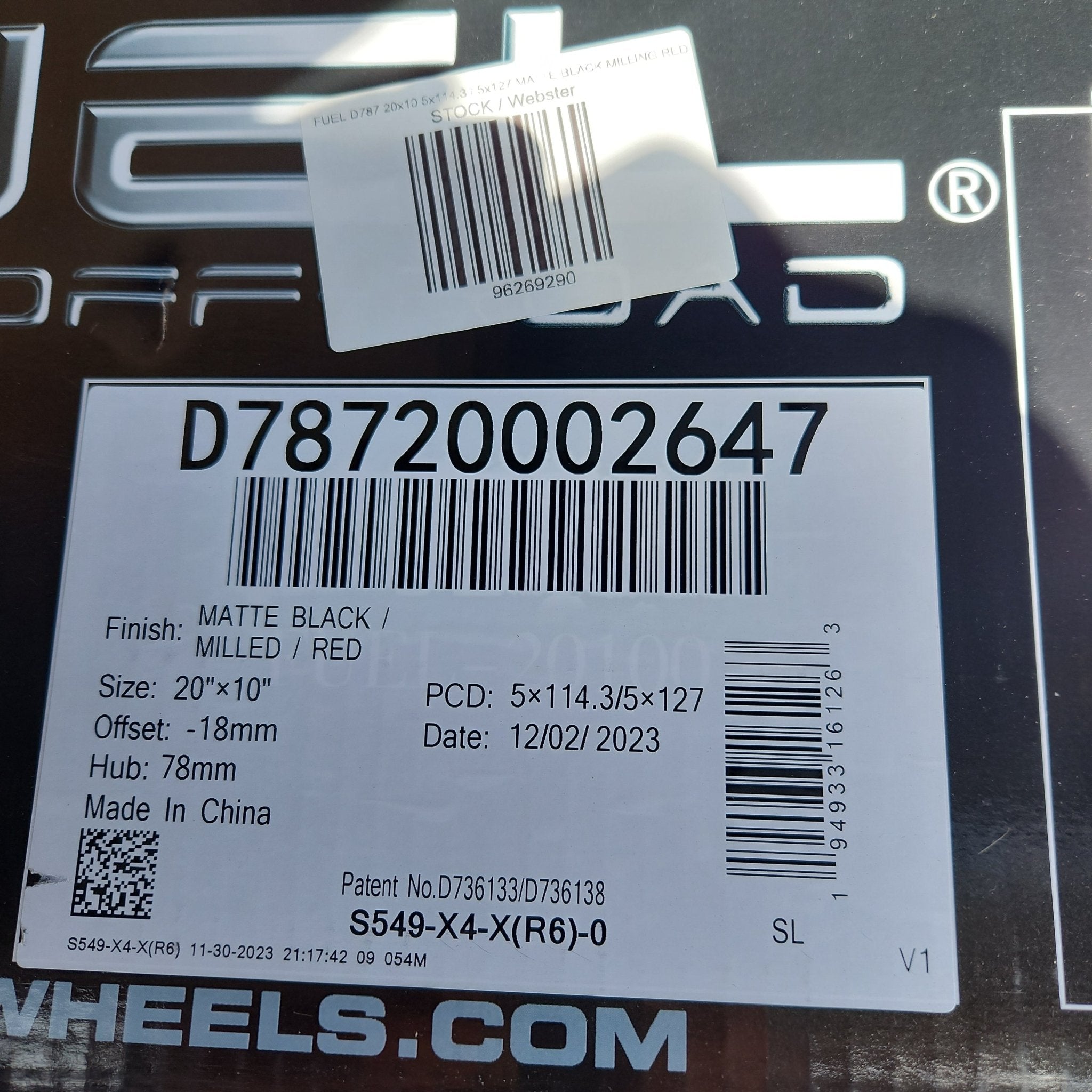 FUEL D787 20x10 5x114.3 / 5x127 MATTE BLACK MILLING RED