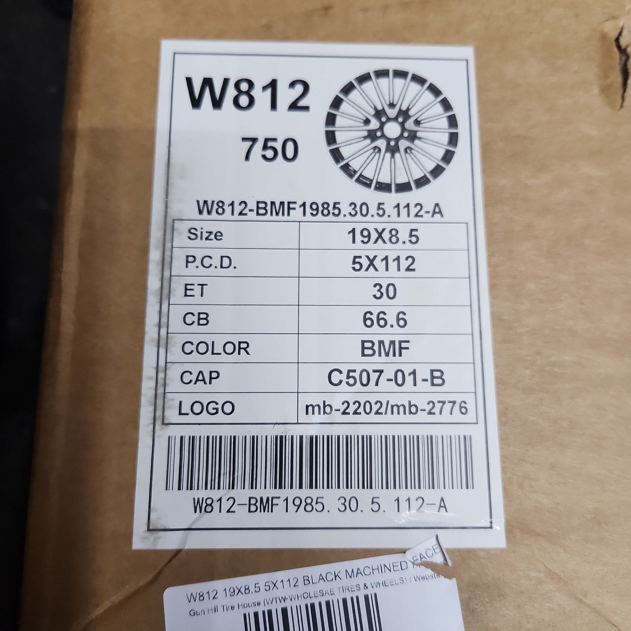 W812 19X8.5 5X112 BLACK MACHINED FACE