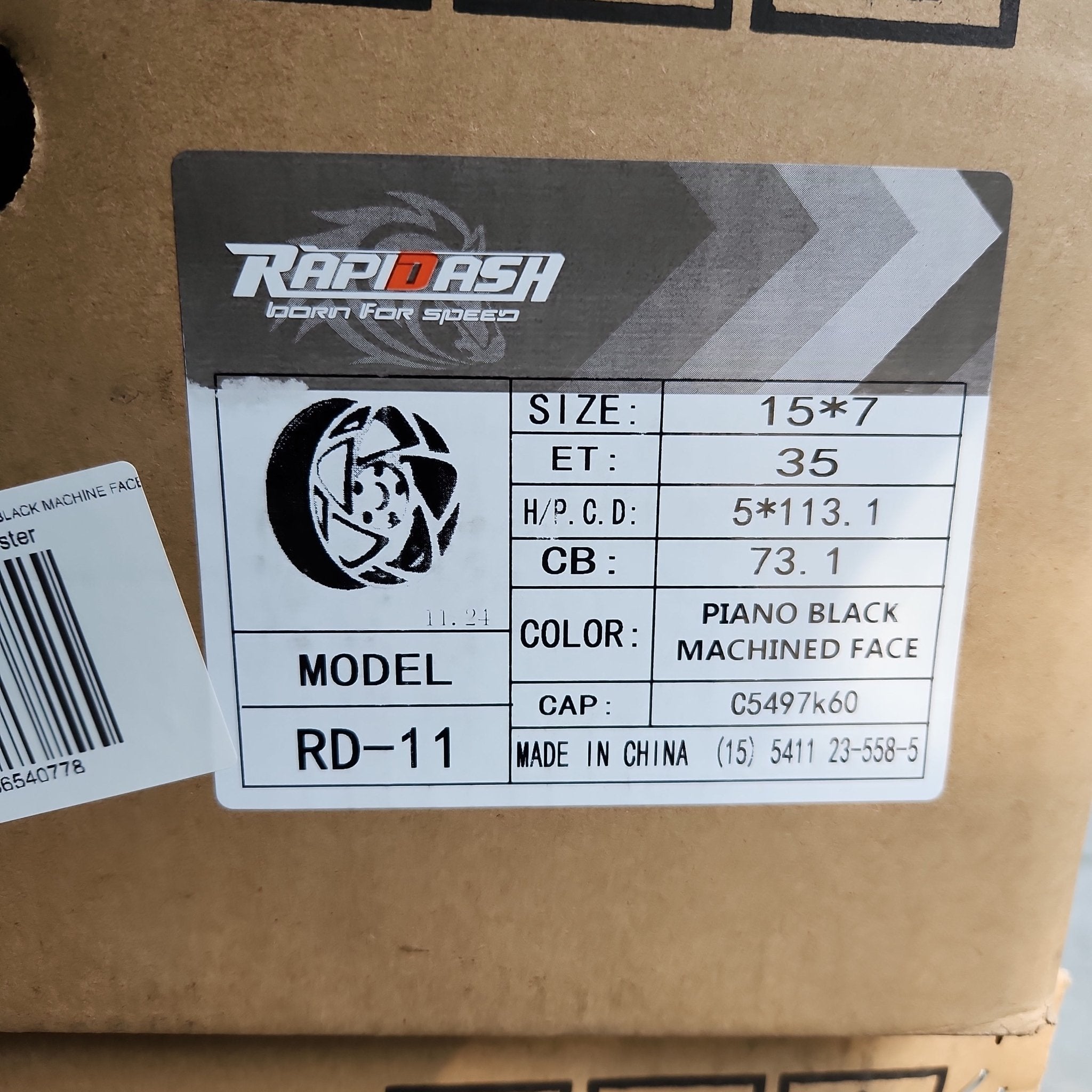 RAPIDASH RD-11 15x7.0 5x112 5x114.3 GLOSS BLACK MACHINE FACE