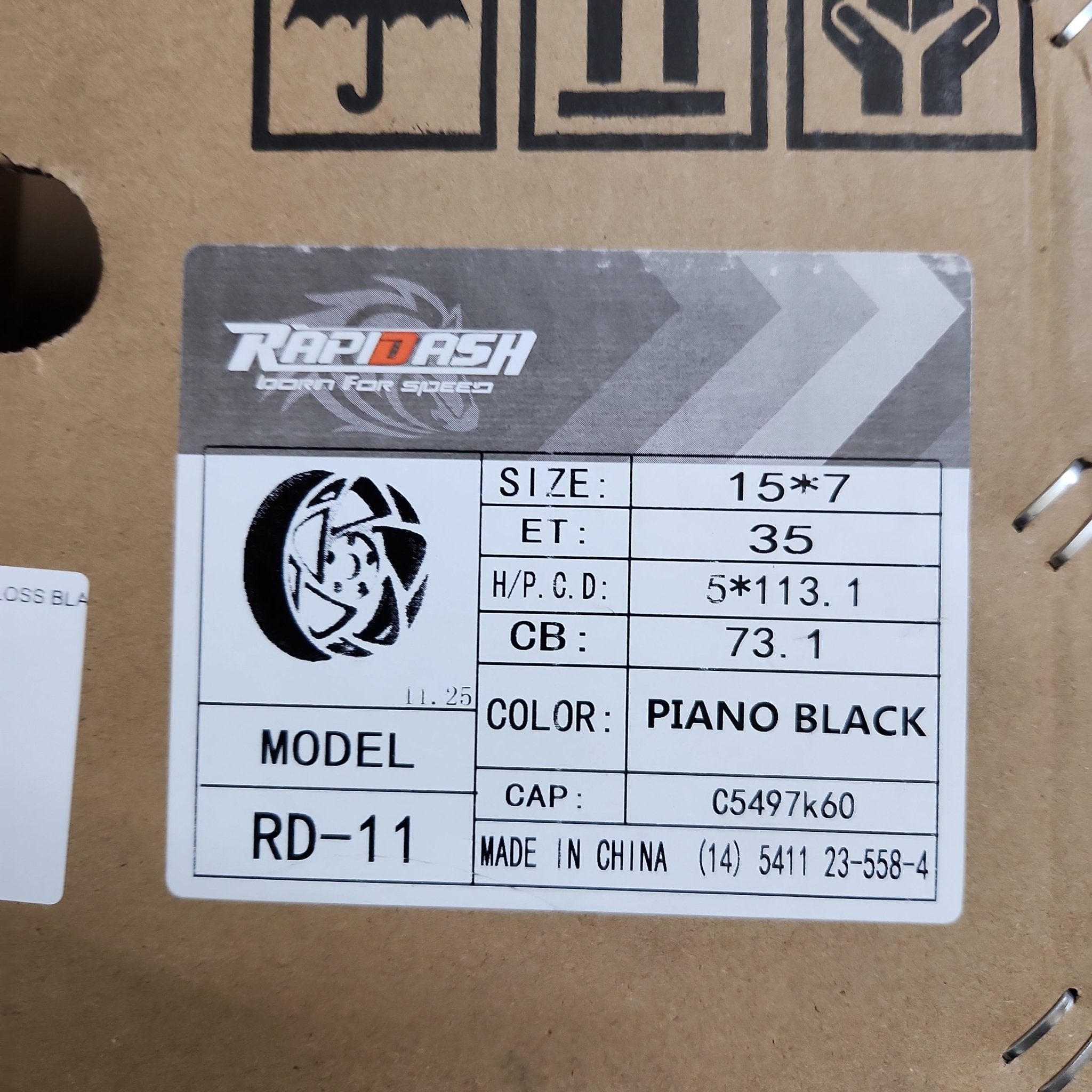 RAPIDASH RD-11 15x7.0 5x112 5x114.3 GLOSS BLACK