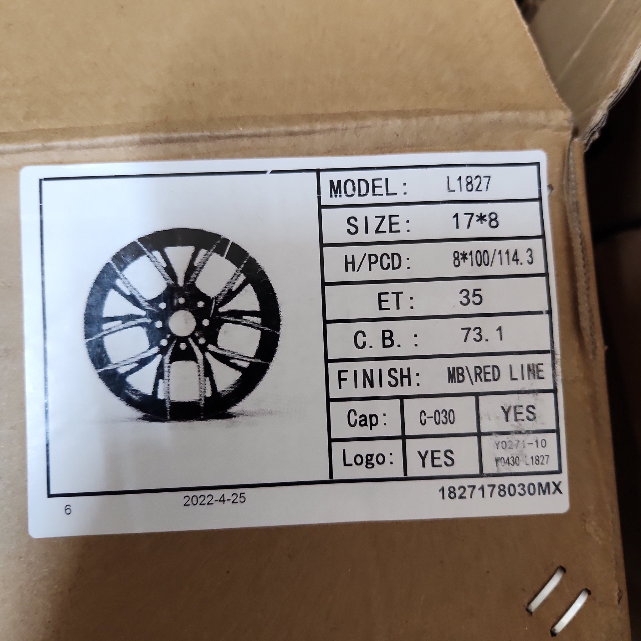 PEGASUS-1827 17x8.0 4x100 / 4x114.3 GLOSS BLACK RED UNDER CUT