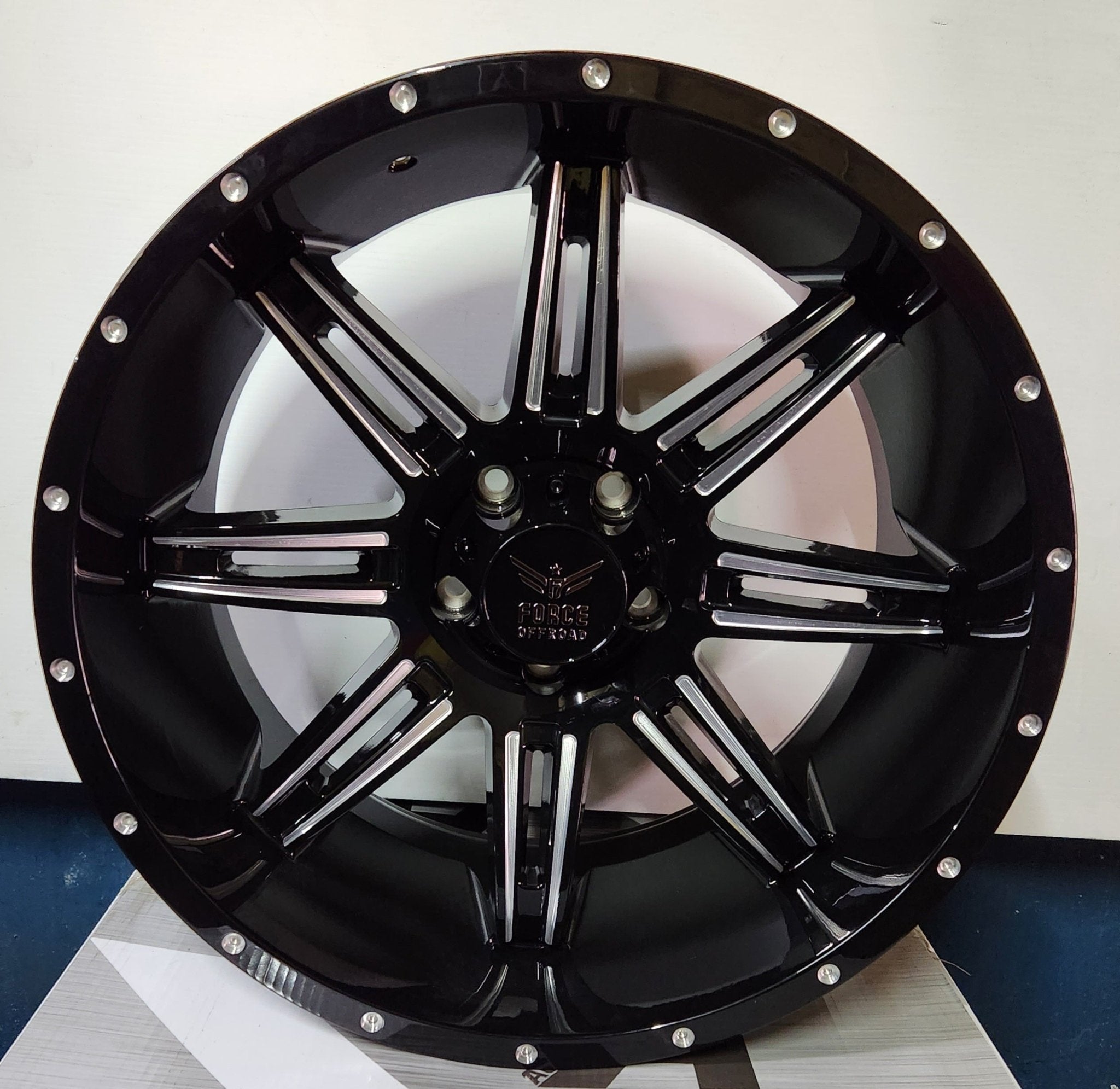 FORCE F32 20x12 5x127 PIANO BLACK MACHINE MILL FACE
