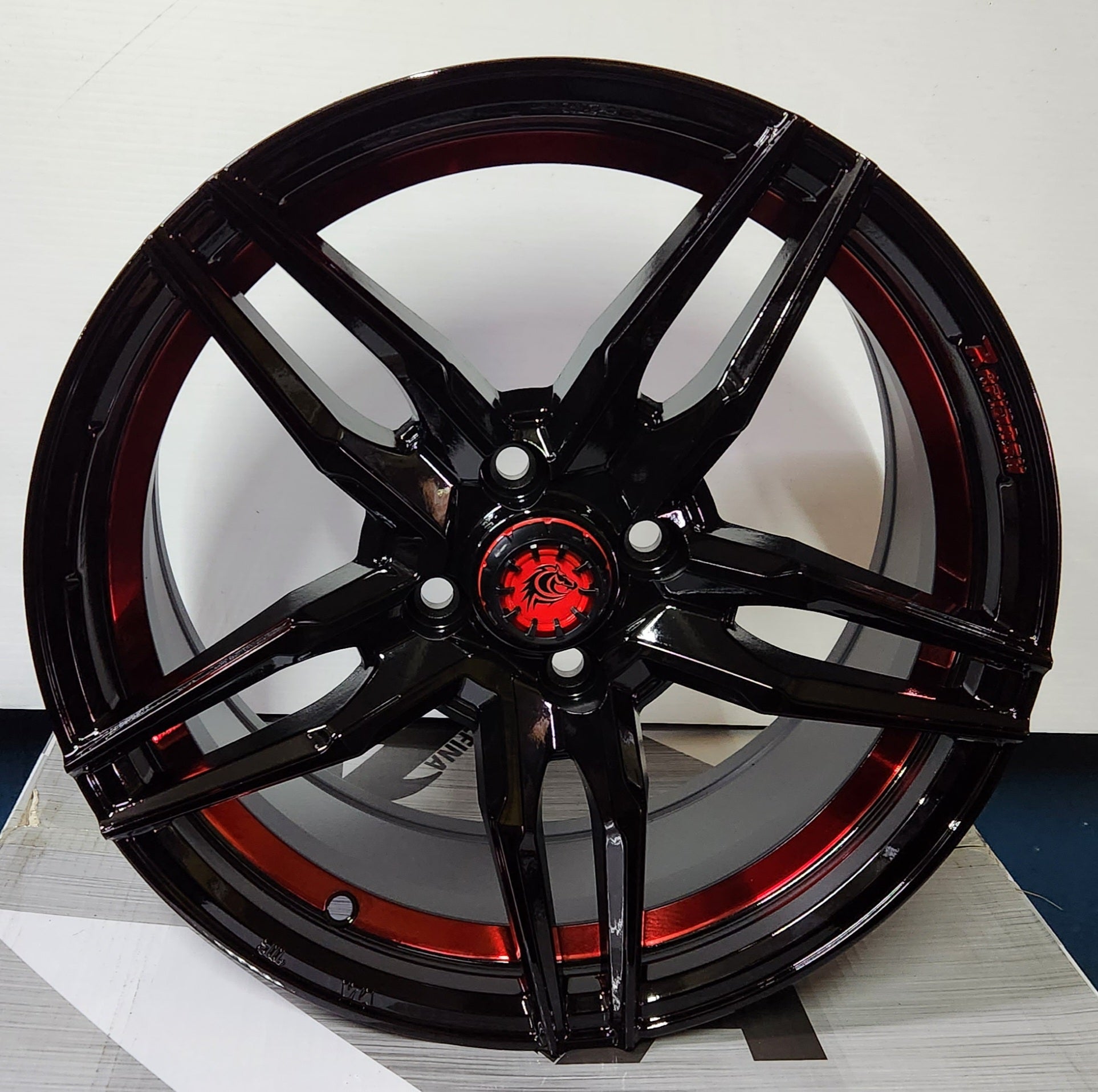 RAPIDASH RD-R1  16x7  4x100 PIANO BLACK WITH RED UNDERCUT