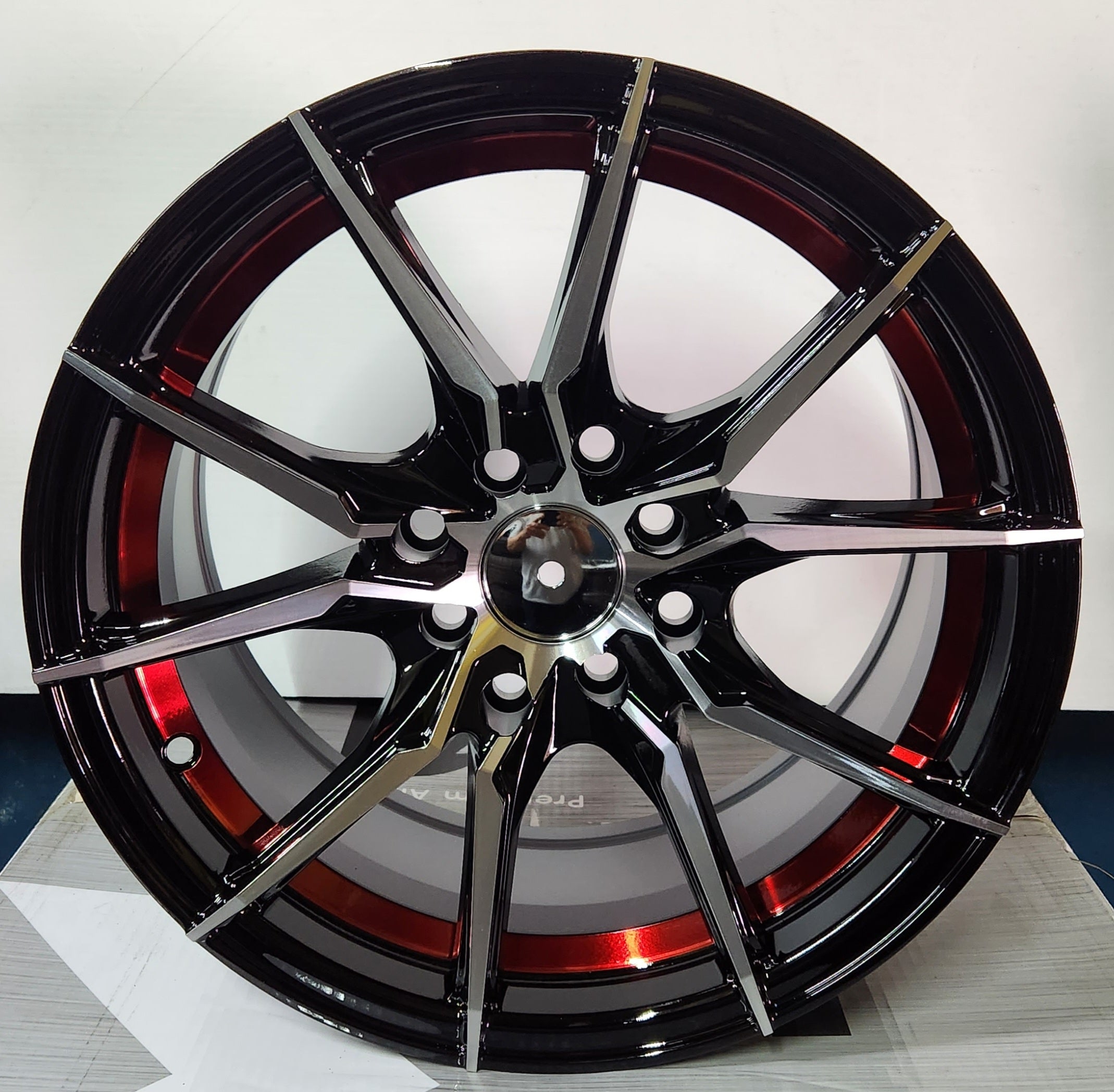 NISOSHI NS 027 15x7 4x100 4x114.3 PIANO BLACK  MACHINED FACE  WITH RED  UNDER CUT