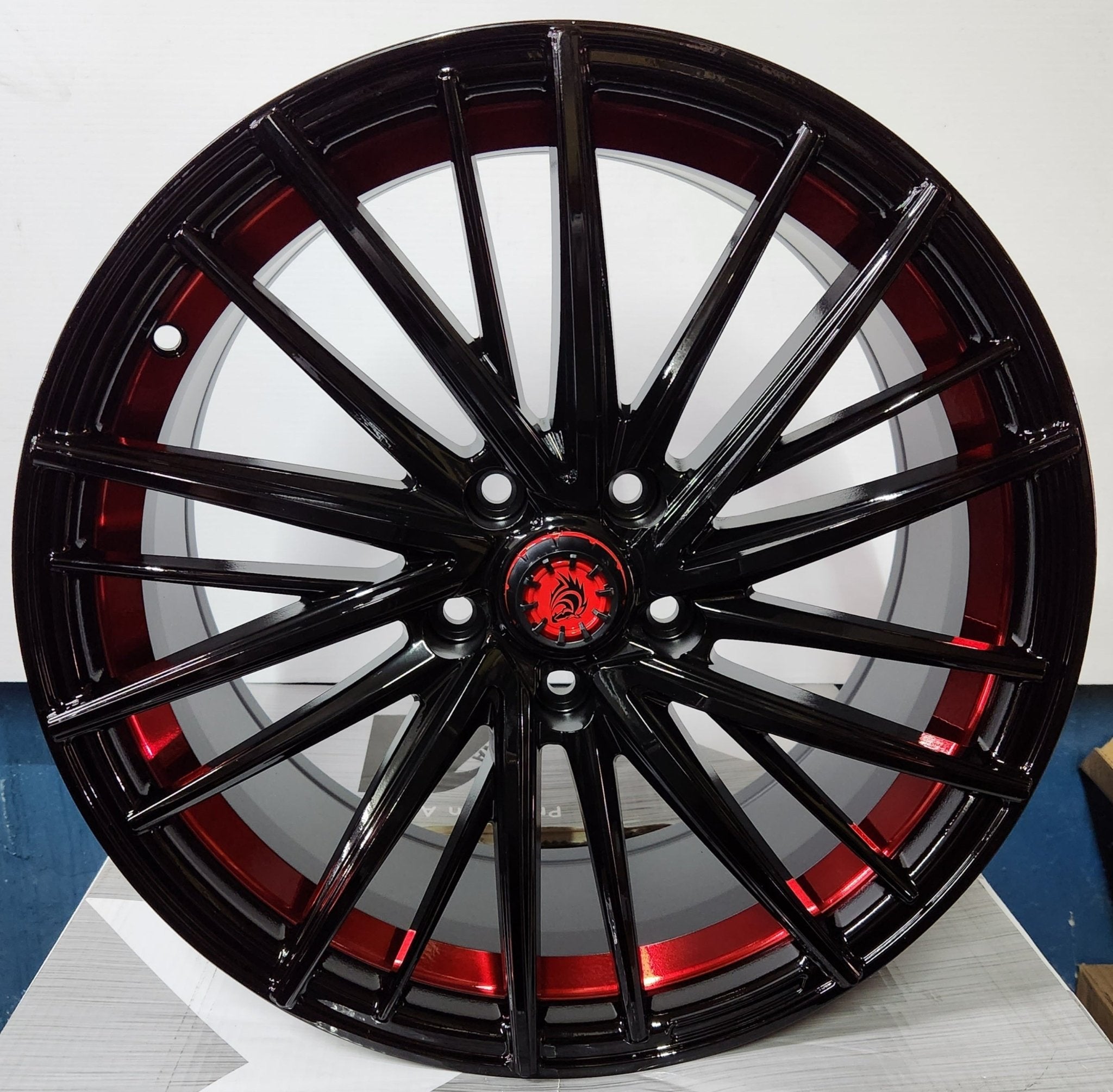 RAPIDASH PW RD-S9 18X7.5 5X4.5 PIANO BLACK  +RED UNDER CUT
