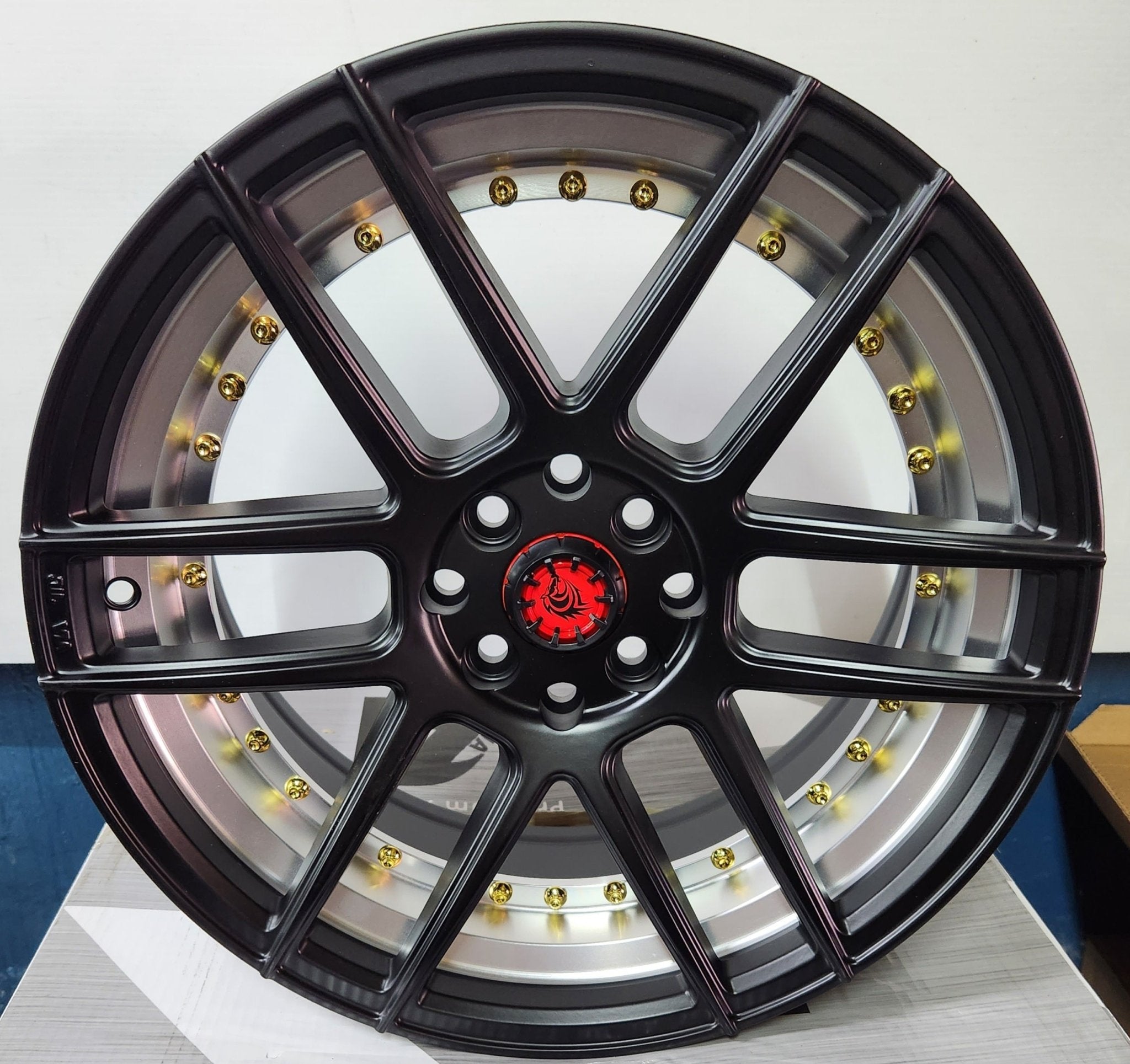 RAPIDASH -PW-RD4 17" 4X100/ 4X4.5 MATTE B+UC+GOLD RIVETS