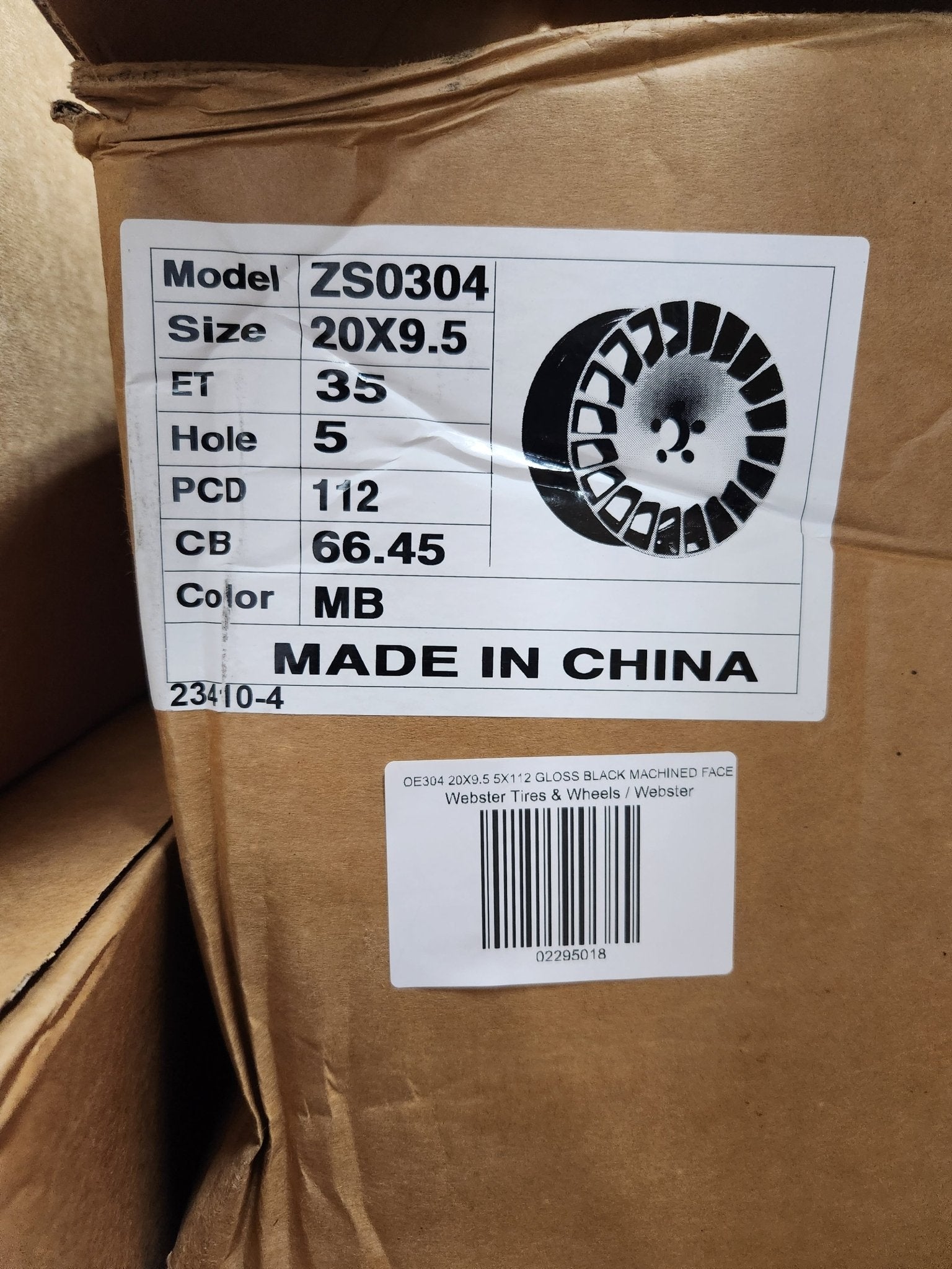 OE304 20x9.5 5x112 GLOSS BLACK MACHINED FACE
