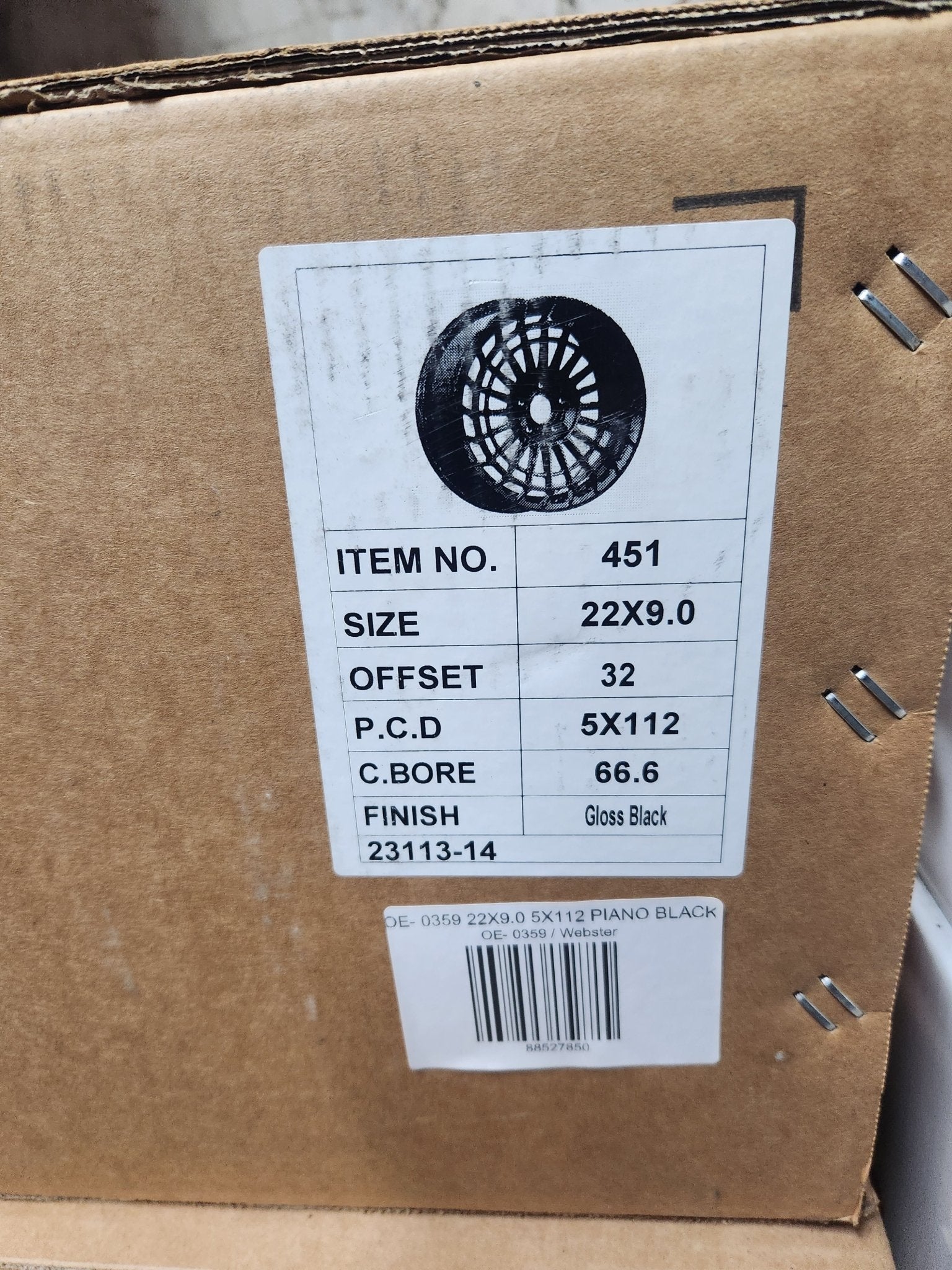 OE- 0359 22X9.0 5X112 PIANO BLACK