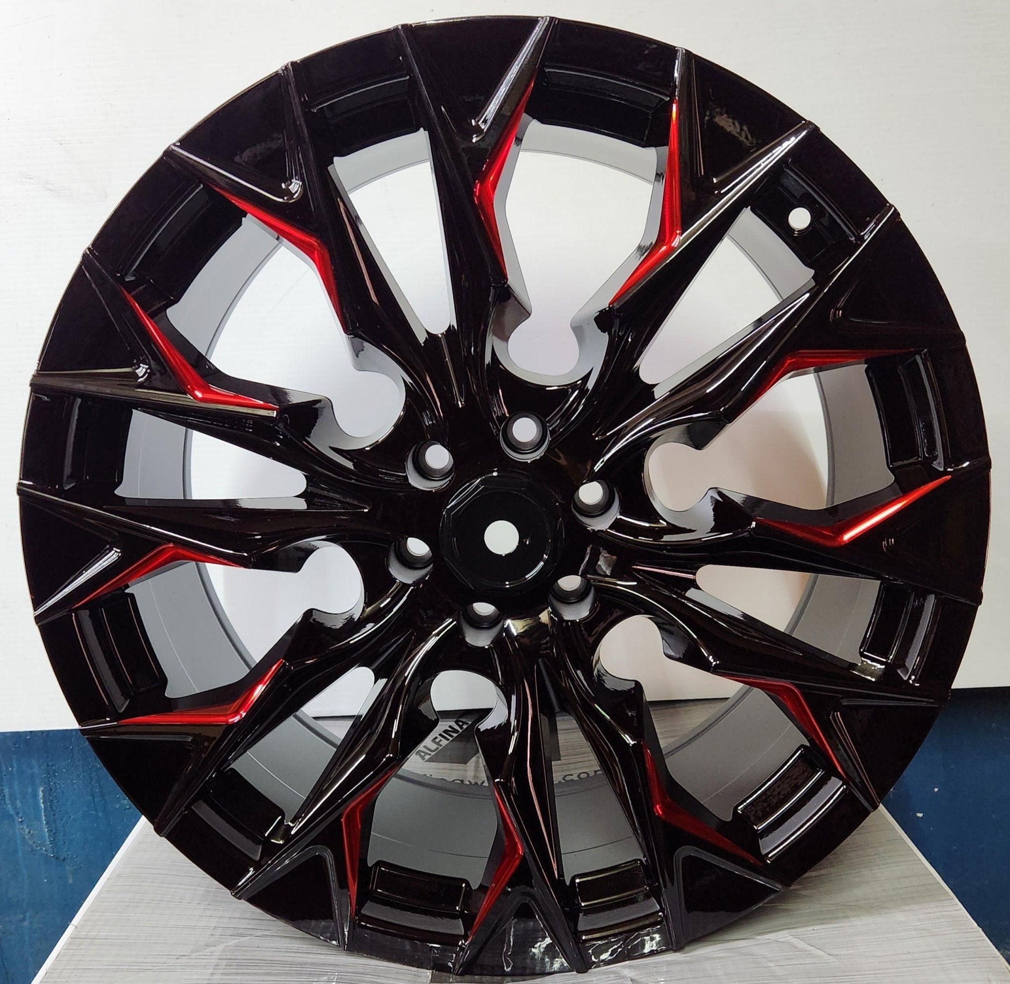 OF-14 20X9 6X120 PIANO BLACK W RED MILLED