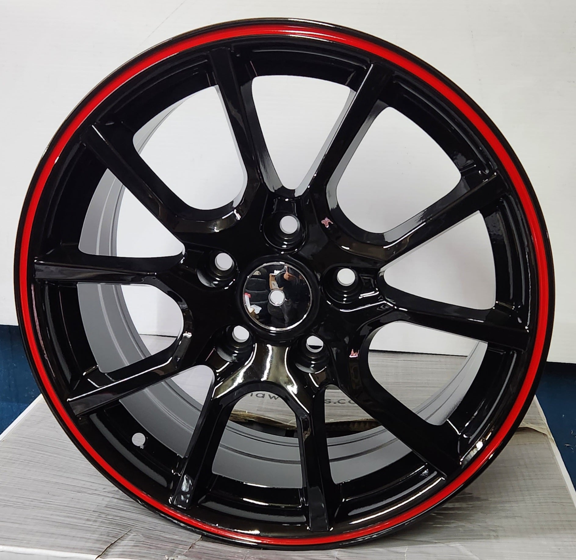 OE-JT033-6 16X7 5X114.3 PIANO BLACK RED RING