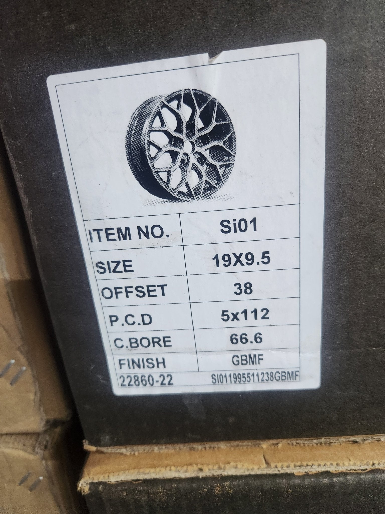 OE-0319 SI01 19X9.5 5X112 BLACK MACHINED FACE