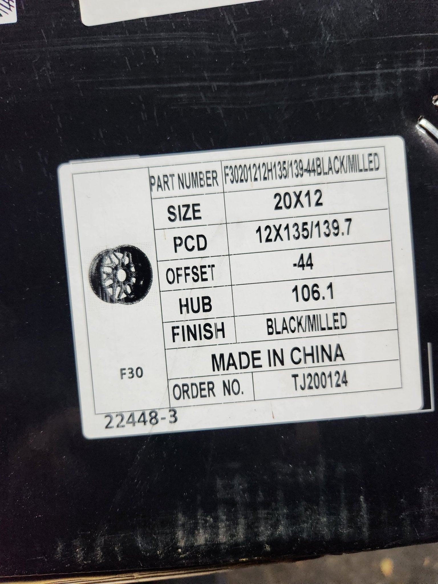 FORCE F30 20X12 6X135 6X139.7 BLACK MILLED