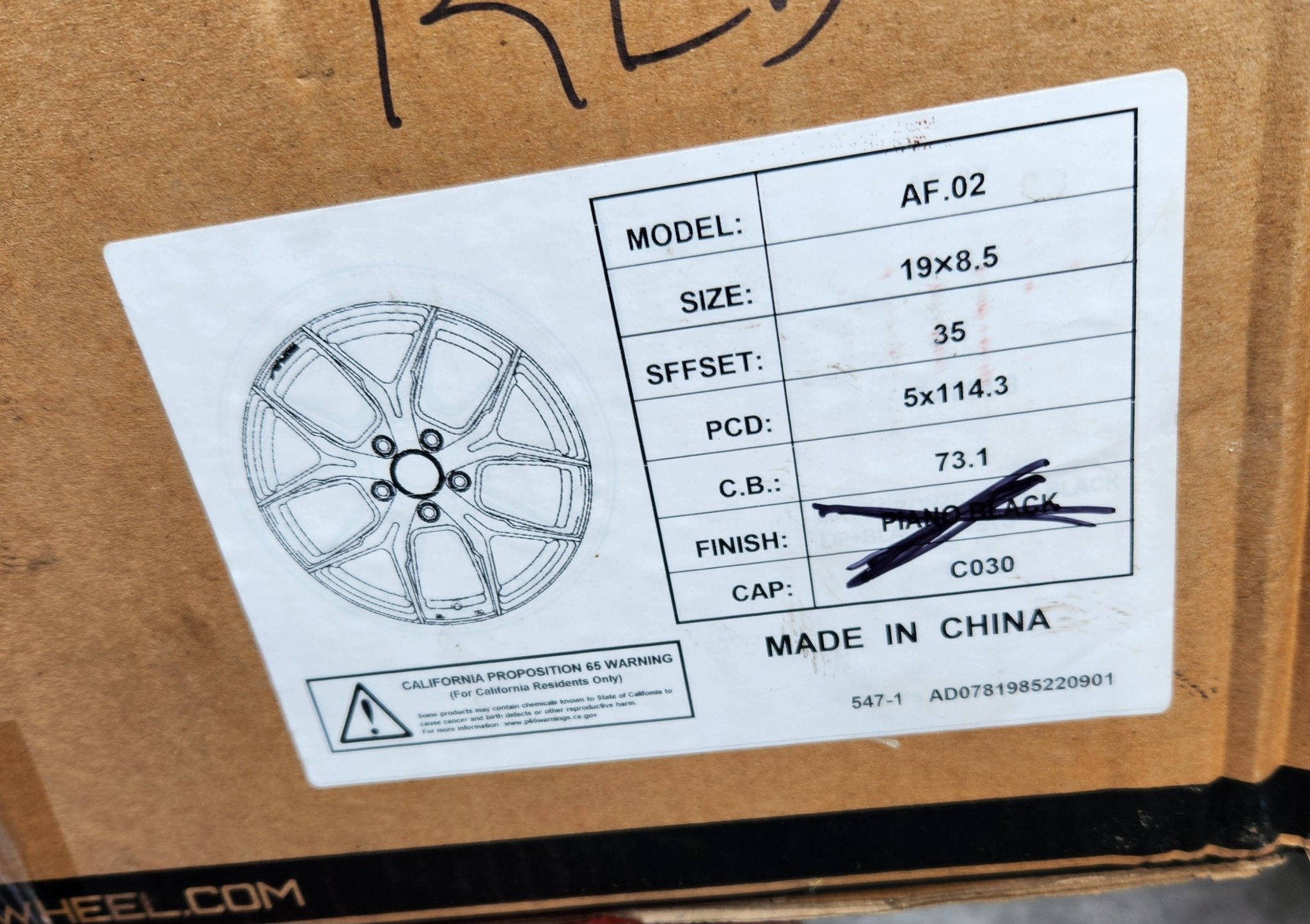 AF02 19X8.5 5X114.3 BLACK MACHINE RED