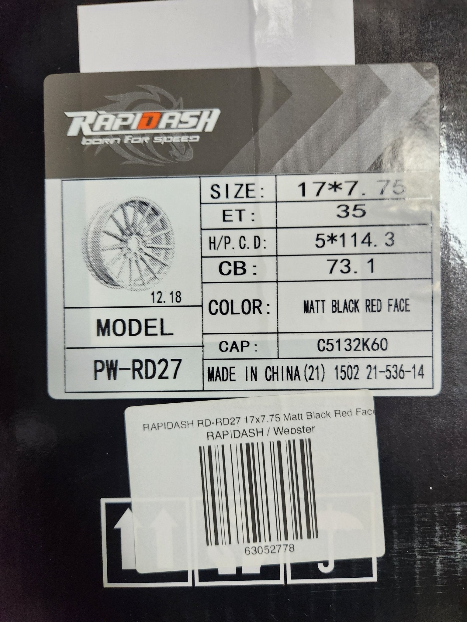 PW-RD27 17X7 5X114.3 MATT BLACK RED FACE