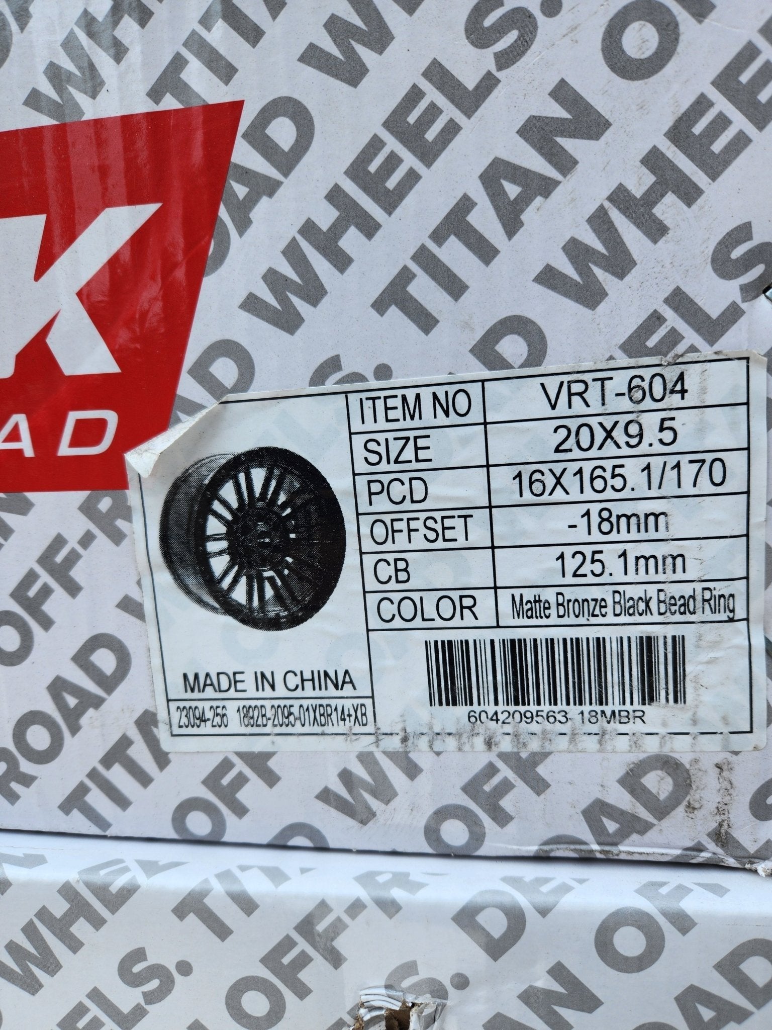 WORTEK VRT-604 20X9.5 8X165 8X170 MATT BRONZE BLK BEAD RING