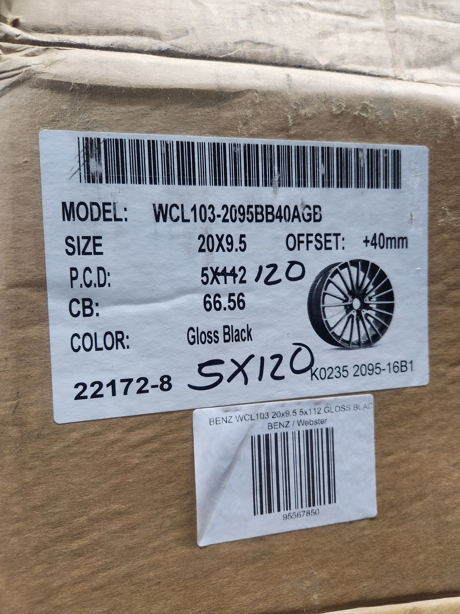 WCL103 20X9.5 5X120 GLOSS BLACK