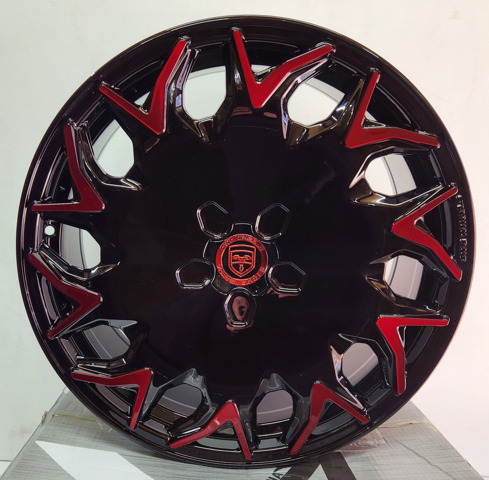 GWG VORTEX GV06 20x8.5 BLANK (5x108 - 5x127) GLOSS BLACK RED MF