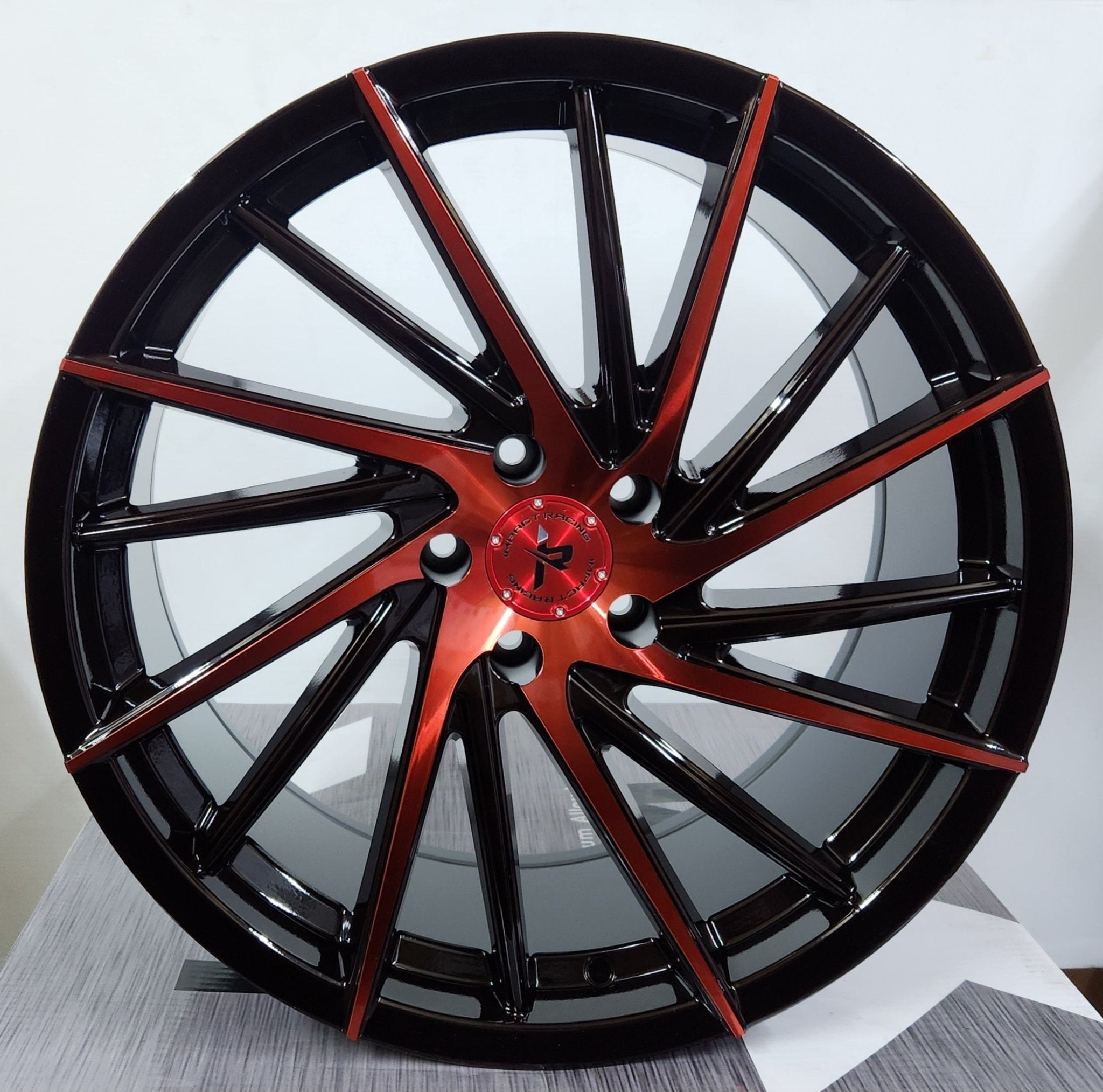 IMPACT RACING 608 20X8.5 5X114.3 GLOSS BLACK WITH RED