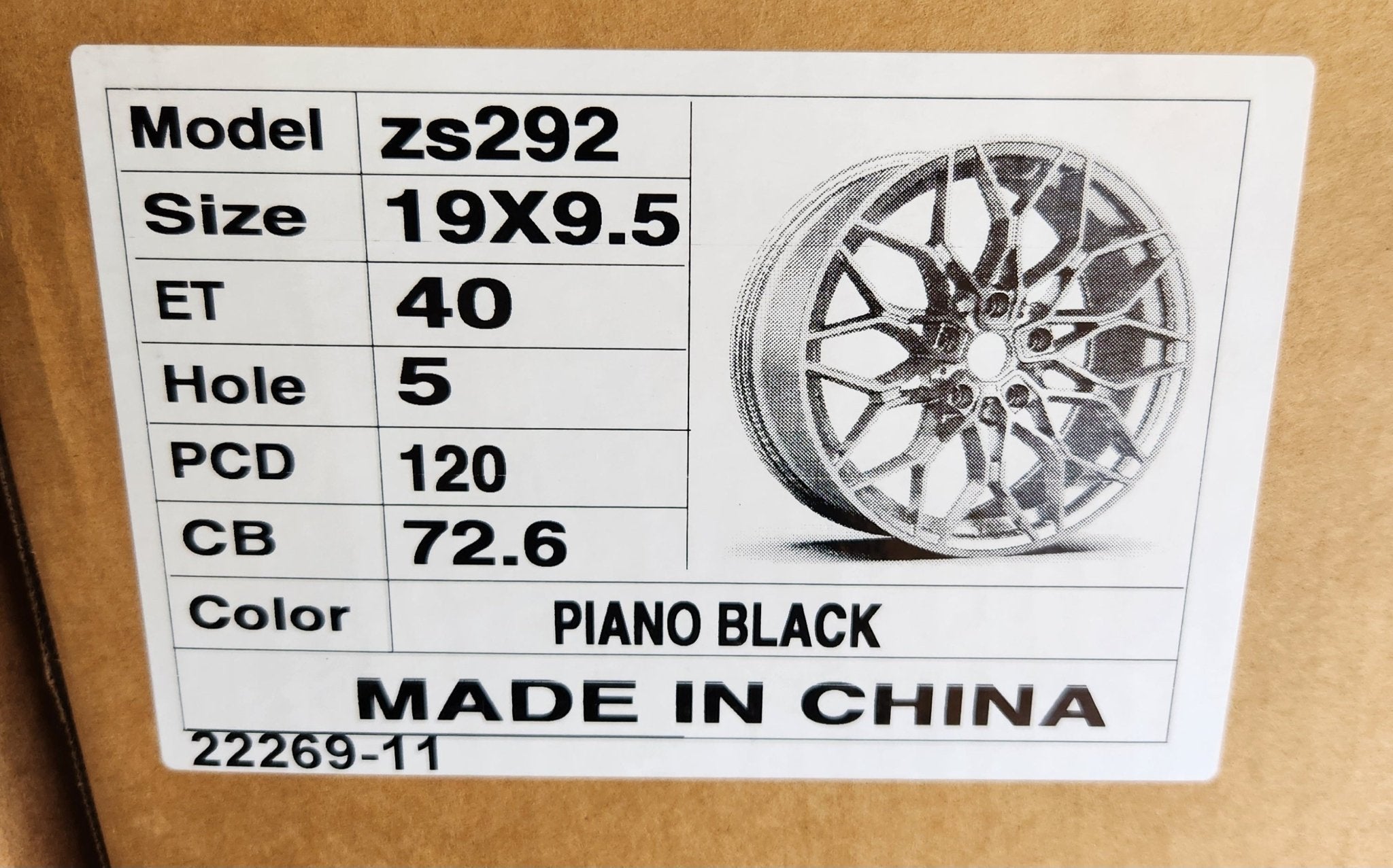 ZS292 OE-0292 1000M STYLE 19x9.5 5x120 GLOSS BLACK