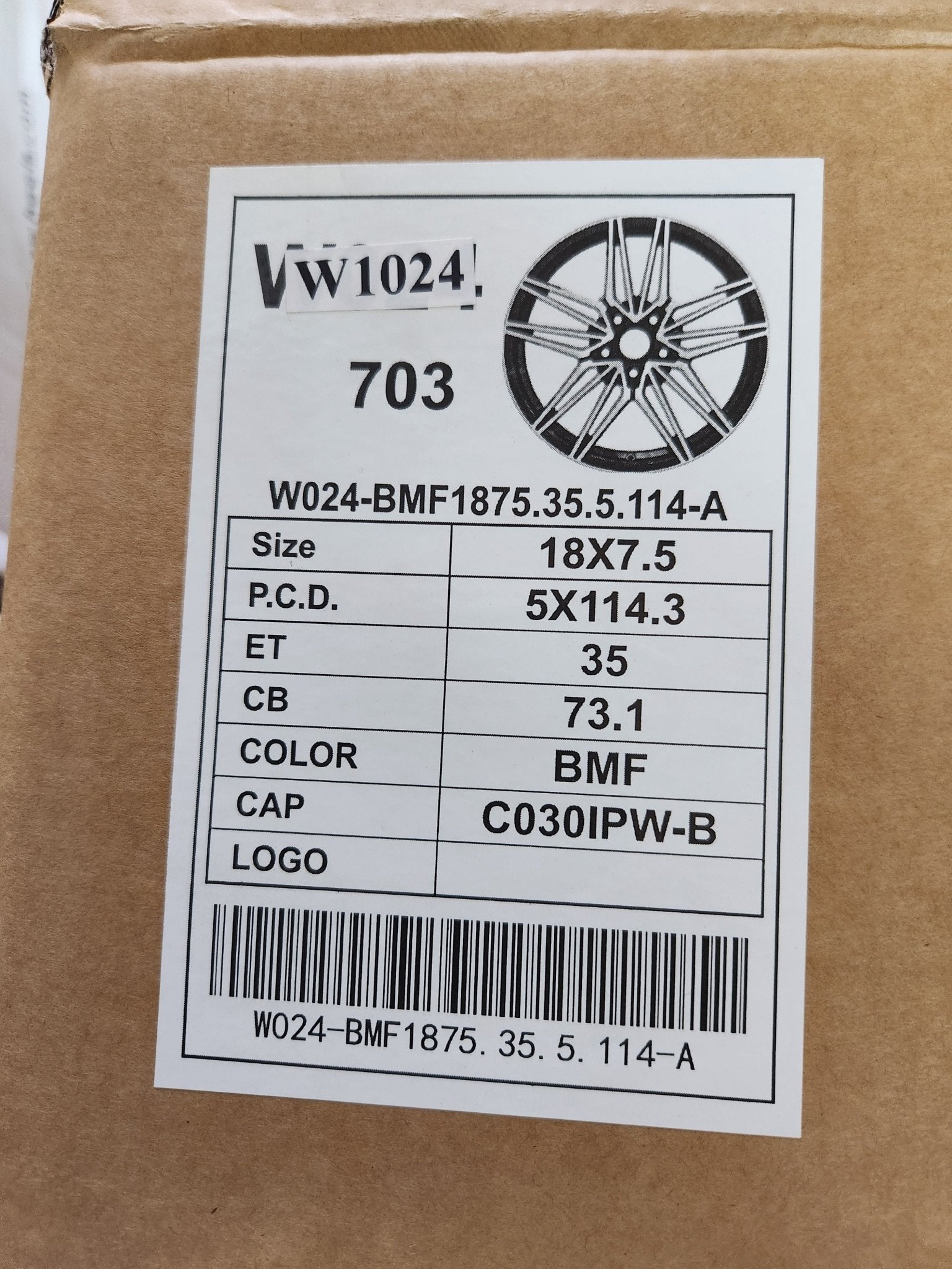 W1024 1849 18x7.5 5x114.3 BLACK MACHINE FACE