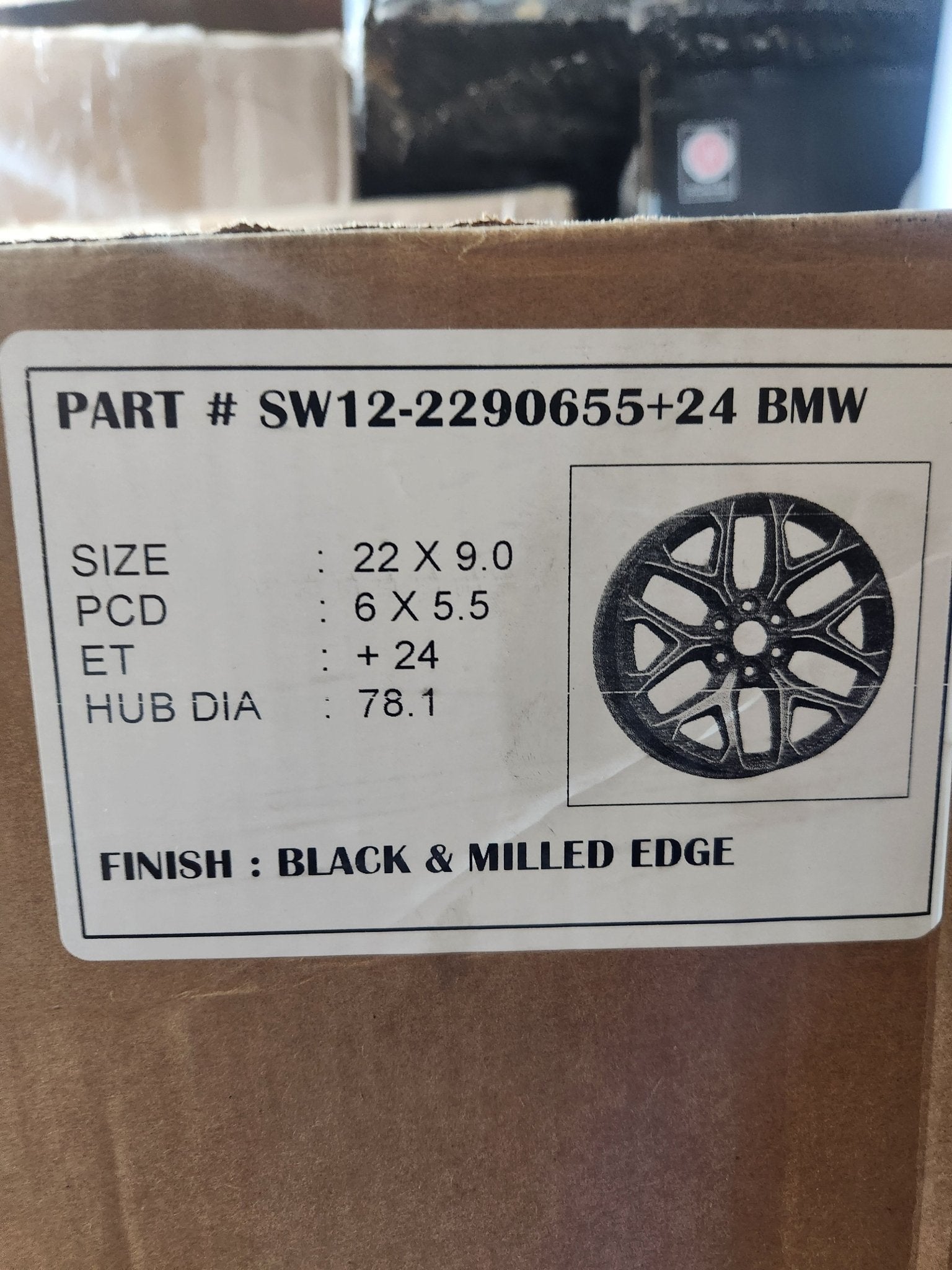 SW12 22X9.0 6X139.7 BLACK MILLED EDGE
