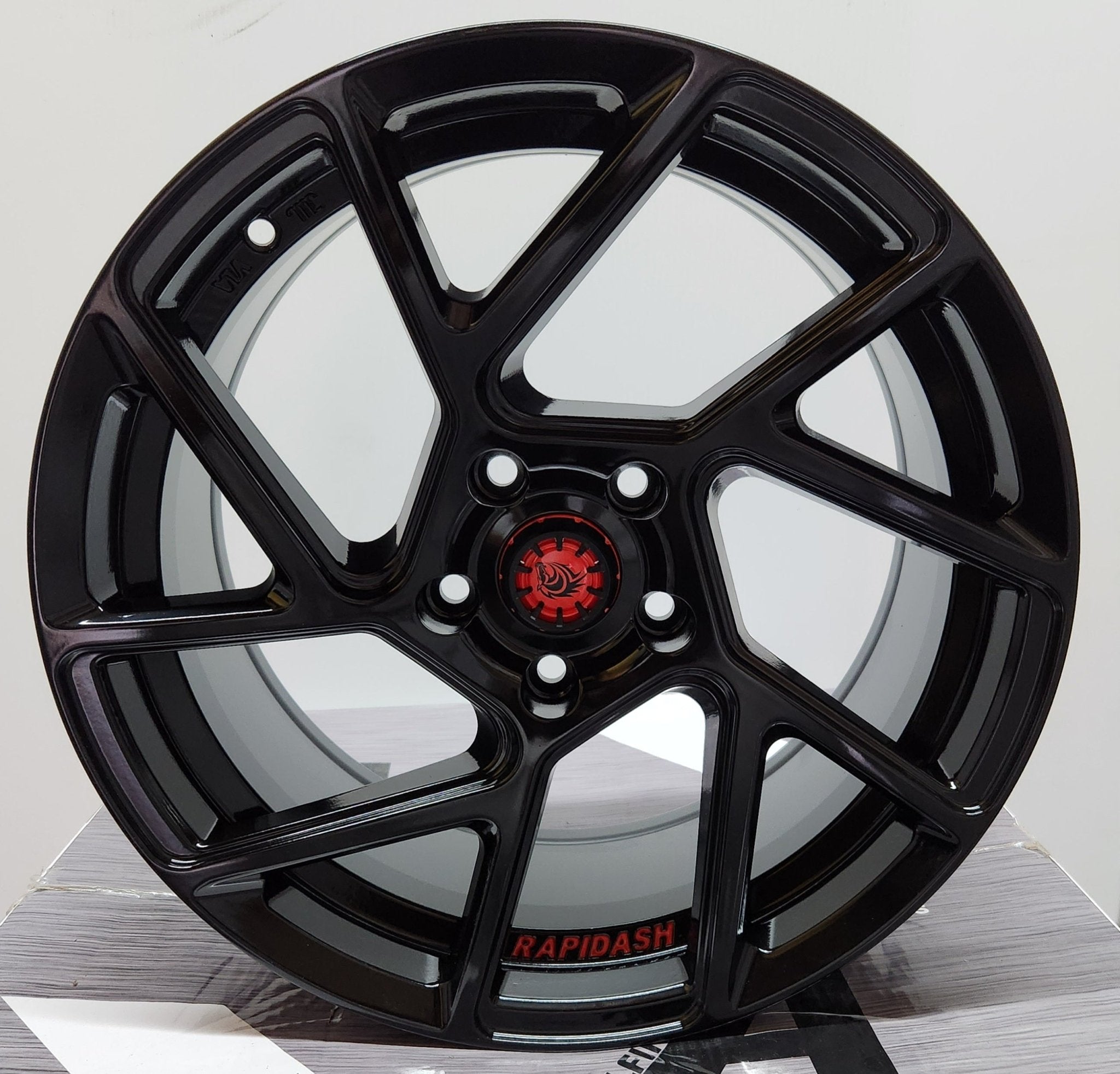 RAPIDASH RD-V9 17X8.0 5X112 GLOSS BLACK  WITH RED LETTERING