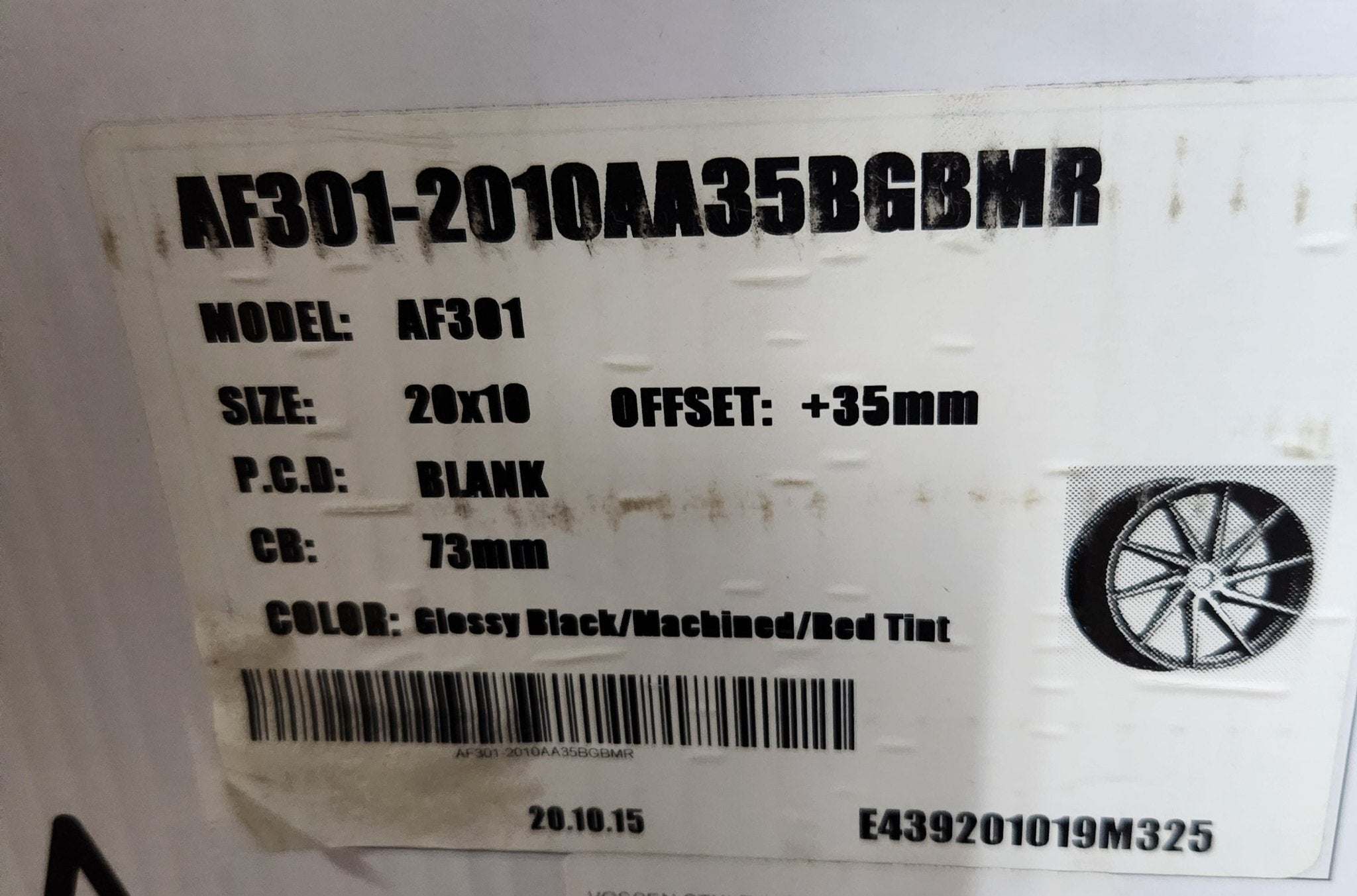AF301 20X10 BLANK GLOSSY BLACK MACHUNED RED TINT