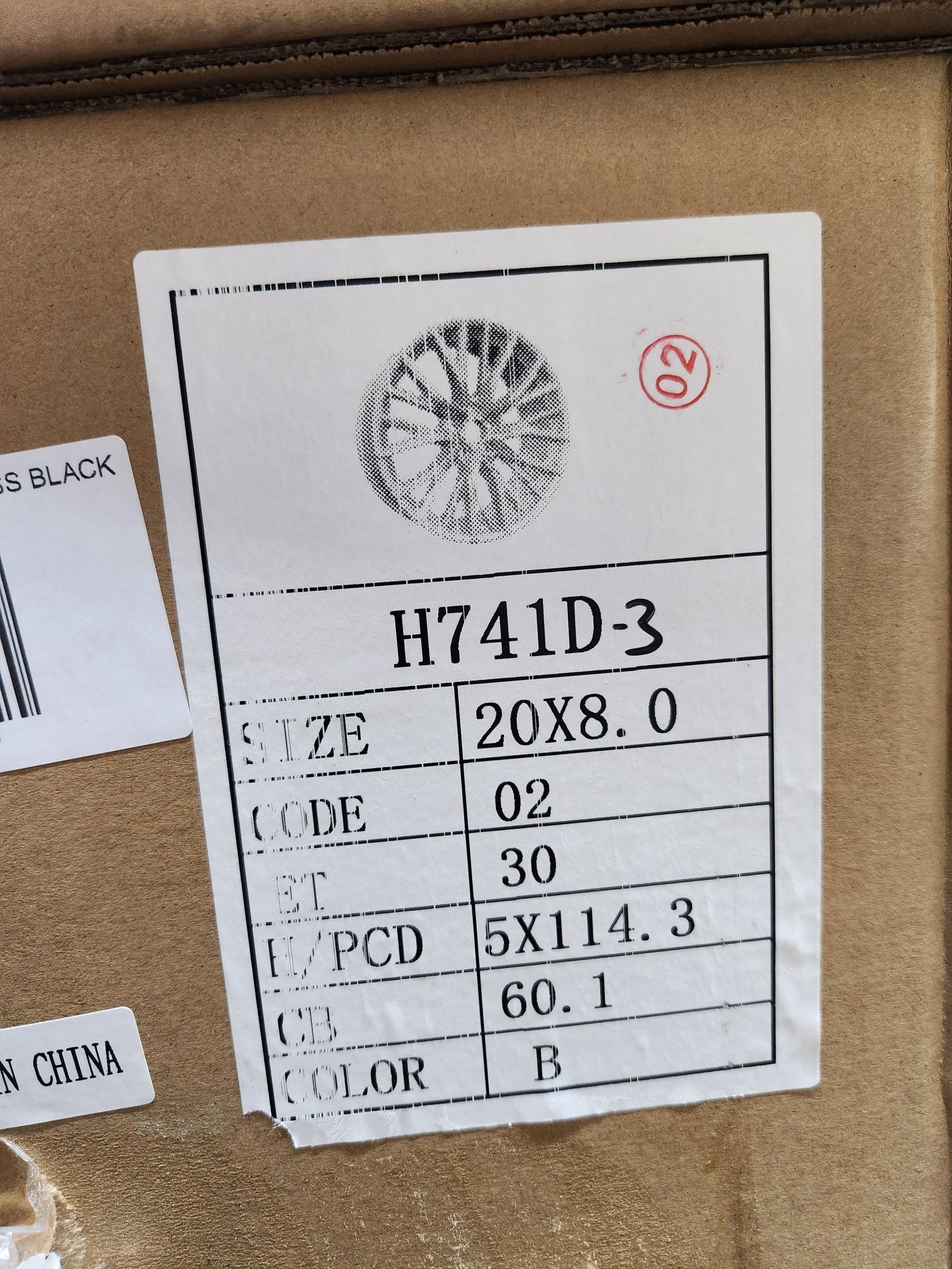 H741D3 20x8 5x114.3 GLOSS BLACK