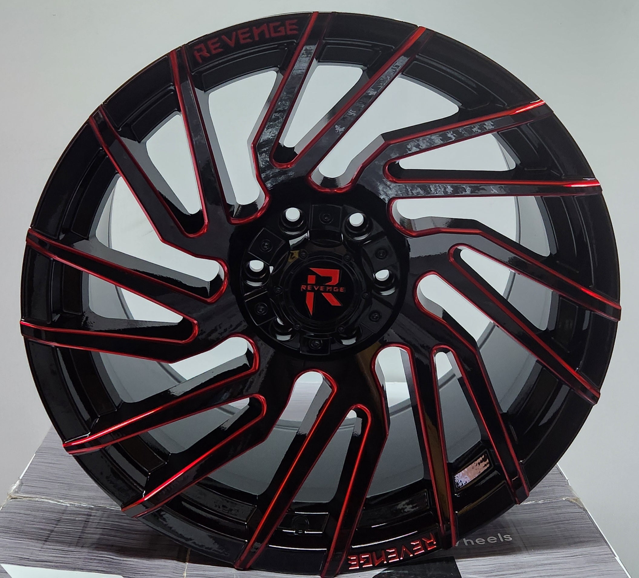 REVENGE RV-207 20x10 6x135 / 6x139.7 BLACK AND RED MILLED