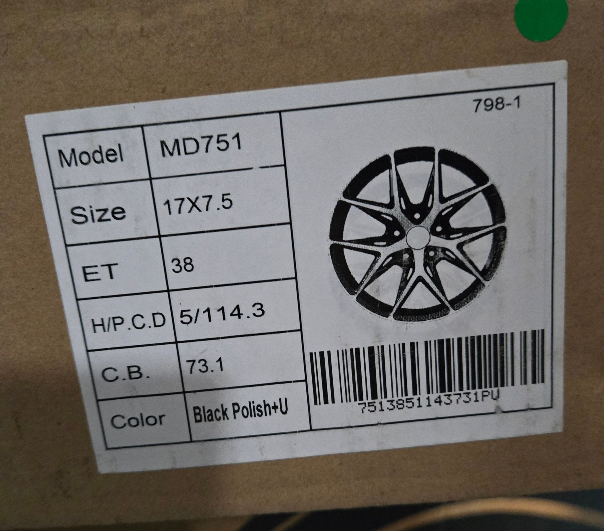 MD751 17X7.5 5X114.3 PIANO BLACK MACCHINED FACE UNDER CUT