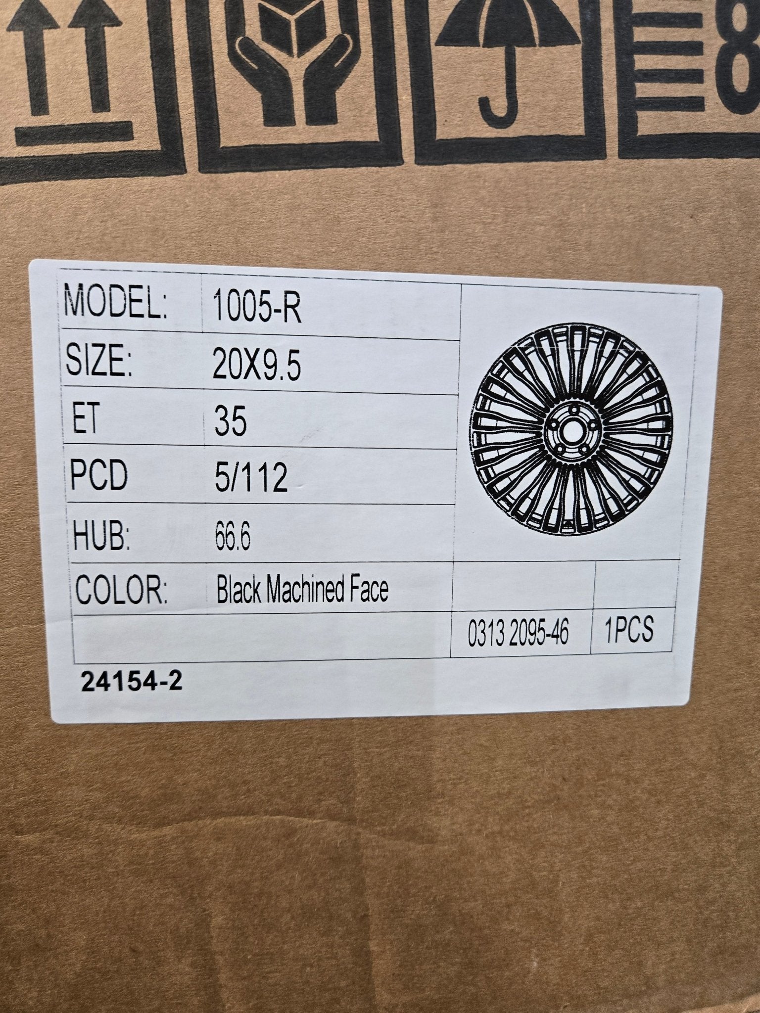 OE-0313 1005-R 20X9.5 5X112 BLACK MACHINED FACE