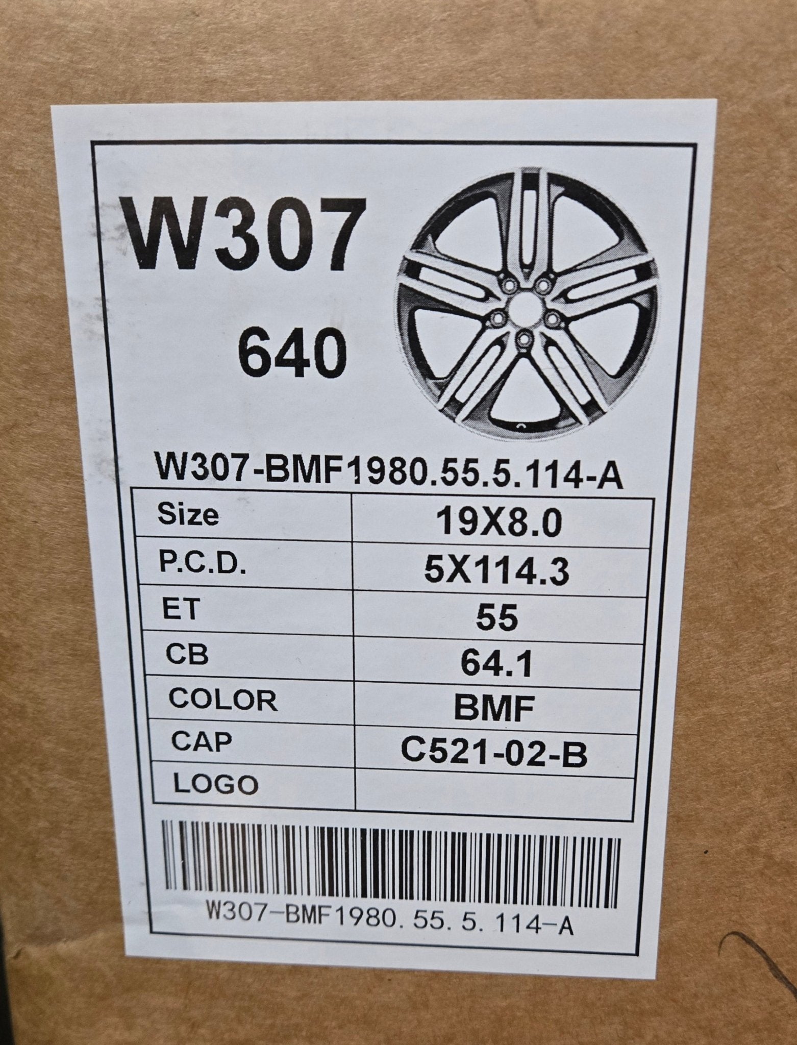 HD - W307 19x8 5x4.5 BLACK MACHINE FACE