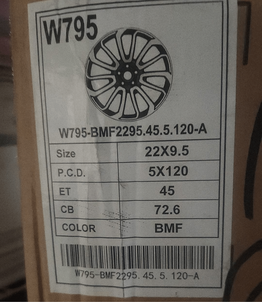W795 22X9.5  5X120 BLACK MACHINED FACE