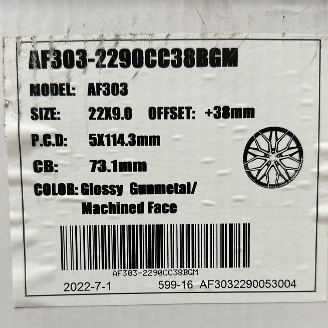 AF303 22x9.0 5x114.3 GLOSS GUNMETAL MACHINED FACE