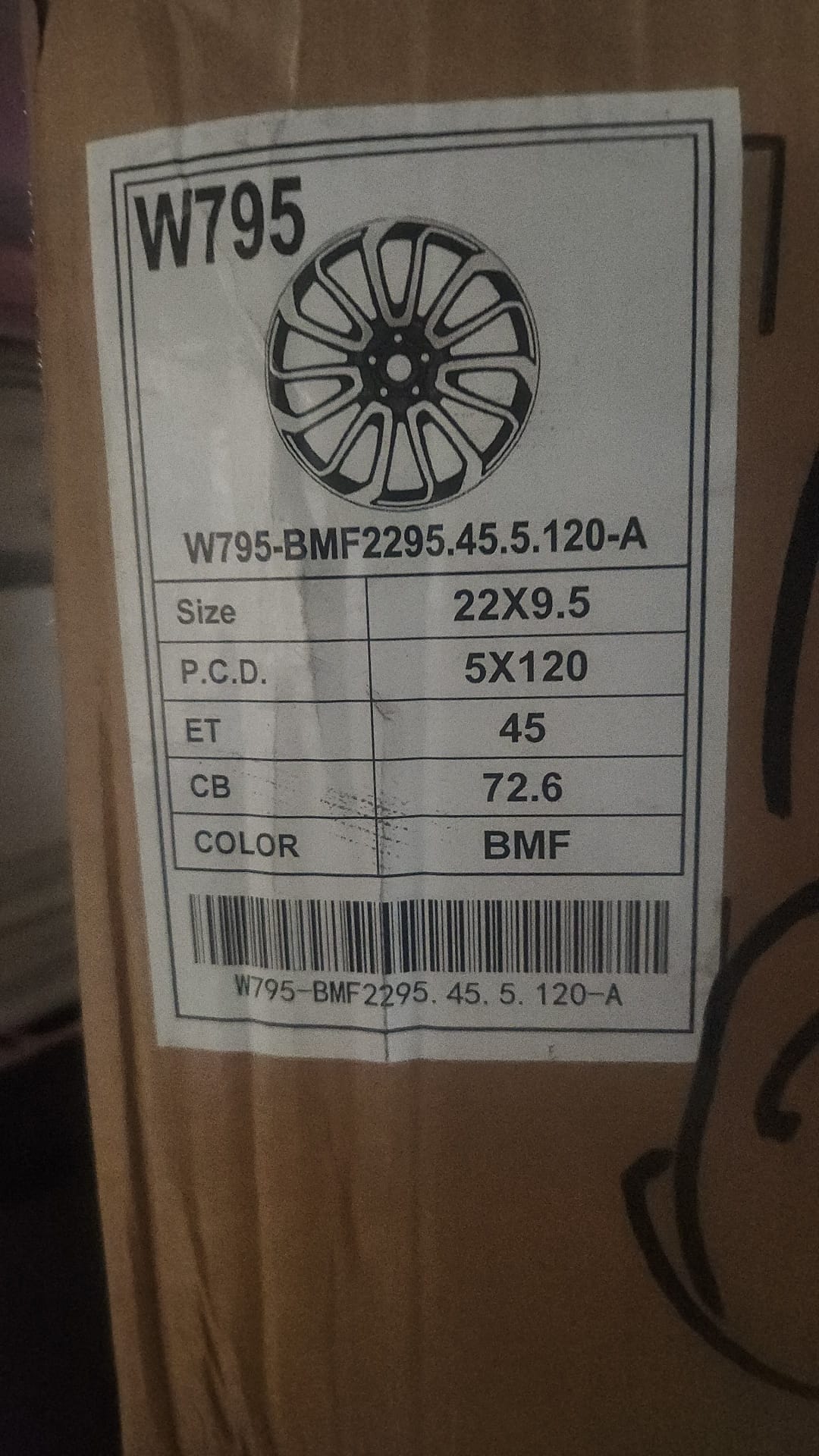 W795 22X9.5  5X120 BLACK MACHINED FACE