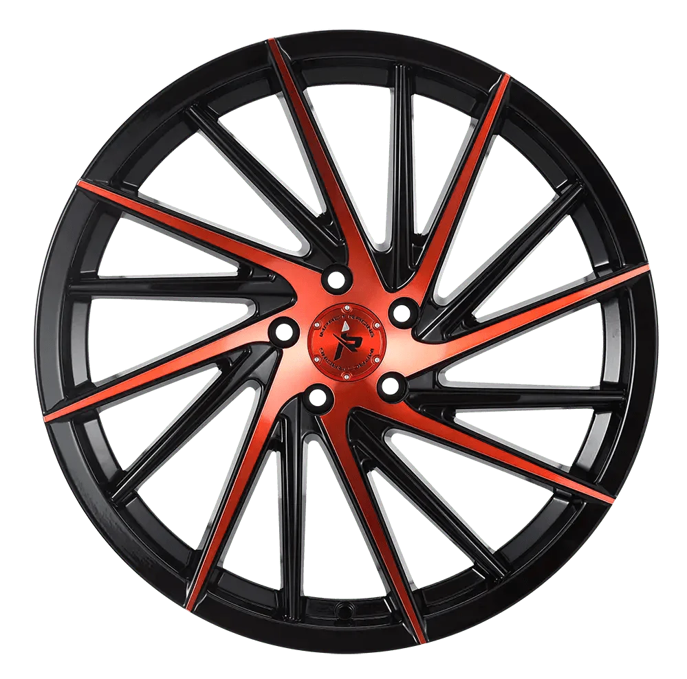 IMPACT  RACING  608 20X8.5 5X120-GLOSS BLACK WITH RED  MACHINE FACE