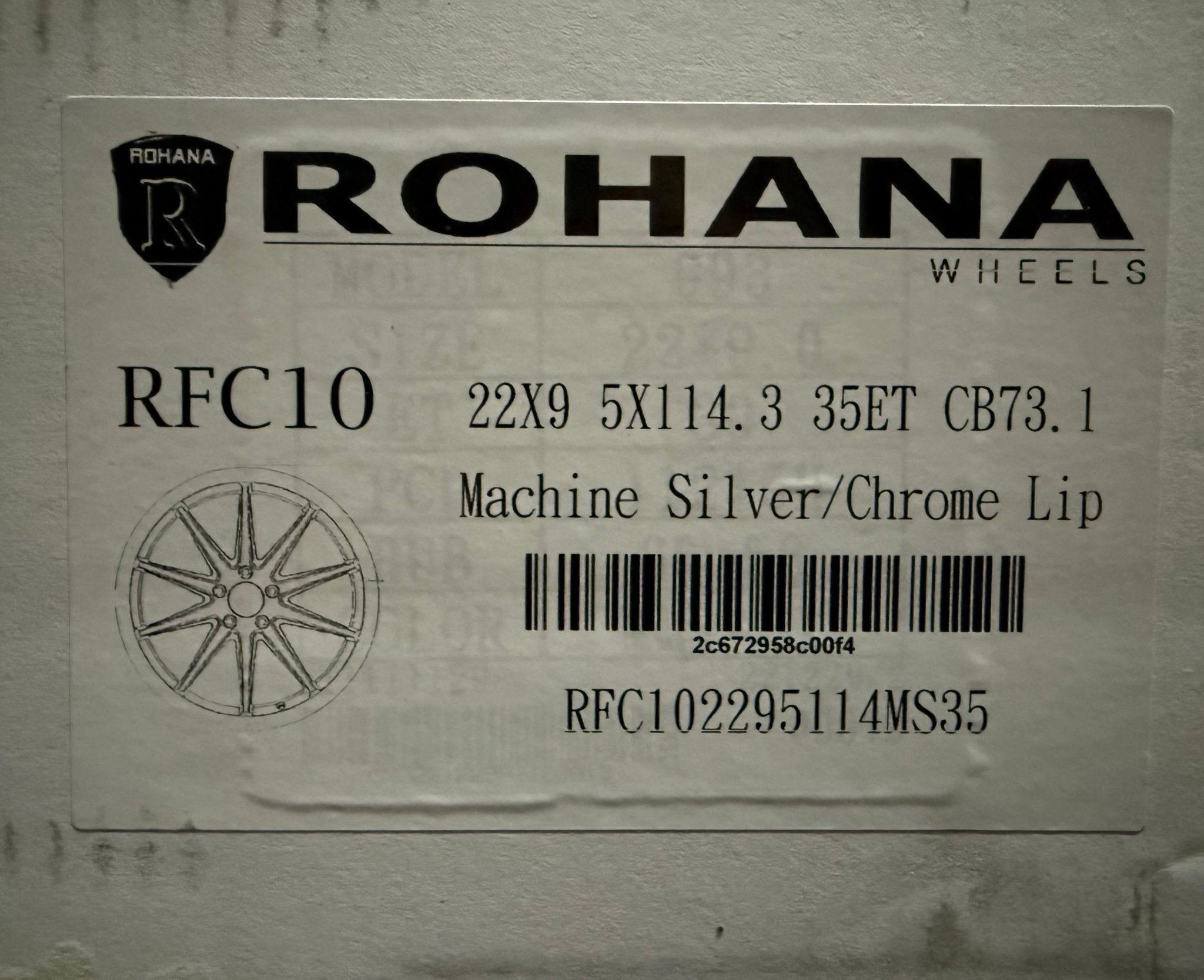 ROHANA RFC10 22x9 5x114.3 MACHINE SILVER WITH CHROME LIP