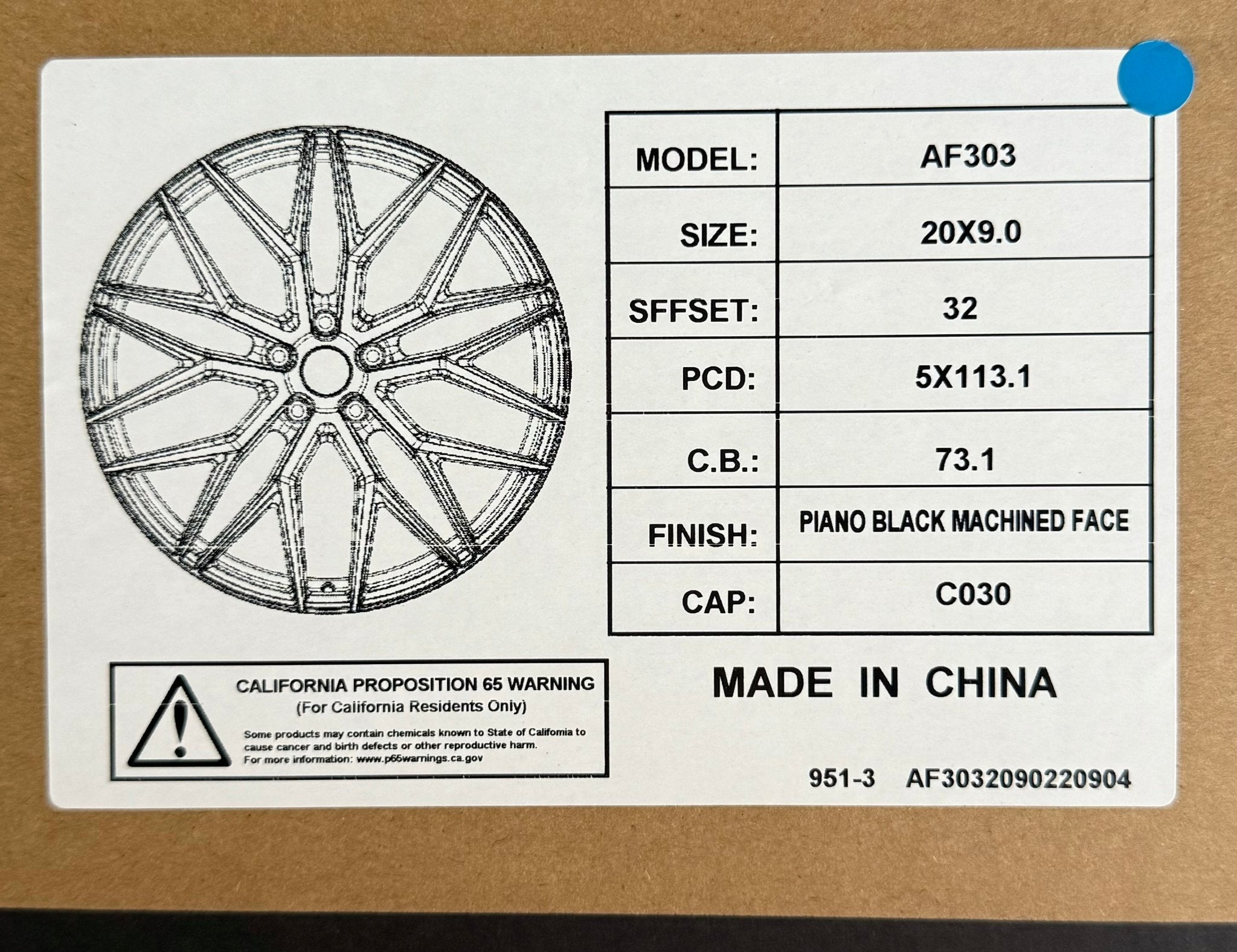 ALFINA AF303 20x9 5x112 / 5x114.3 GLOSS BLACK MACHINED FACE