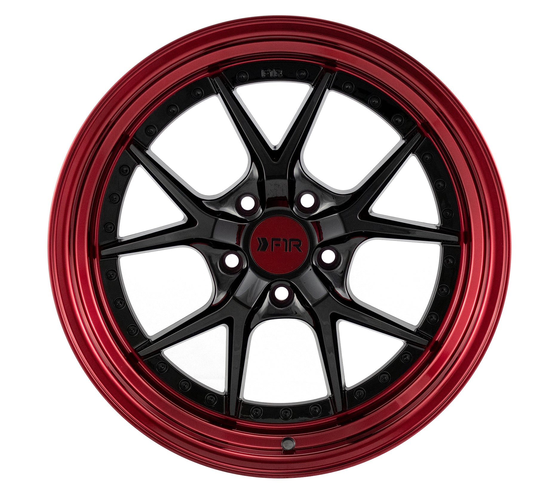 F1R F105 18X8.5 5X114.3 BLACK RED LIP